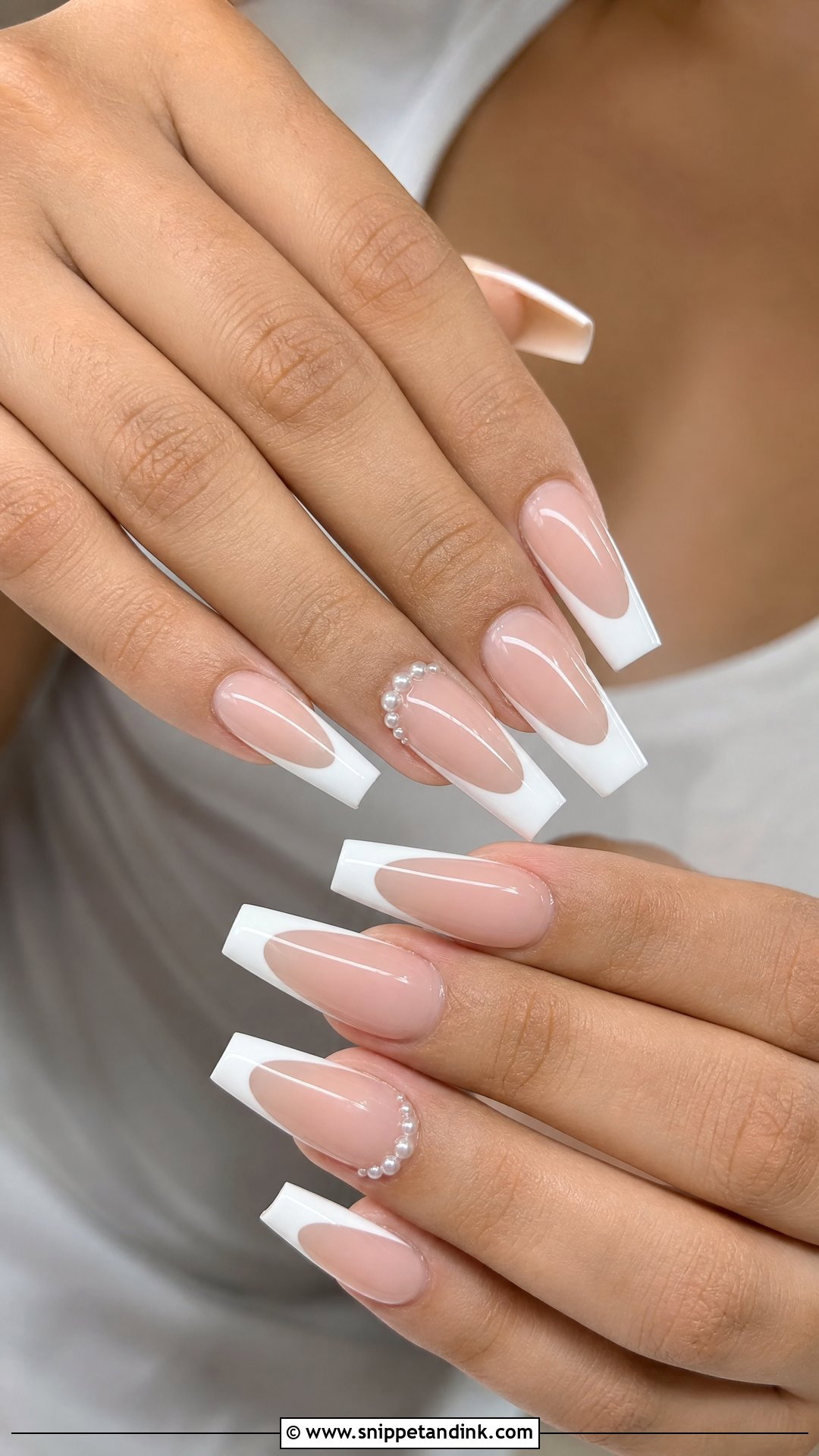 Coffin French Tip Wedding Nails - Snippet and Ink - 25 French Tip Wedding Nails