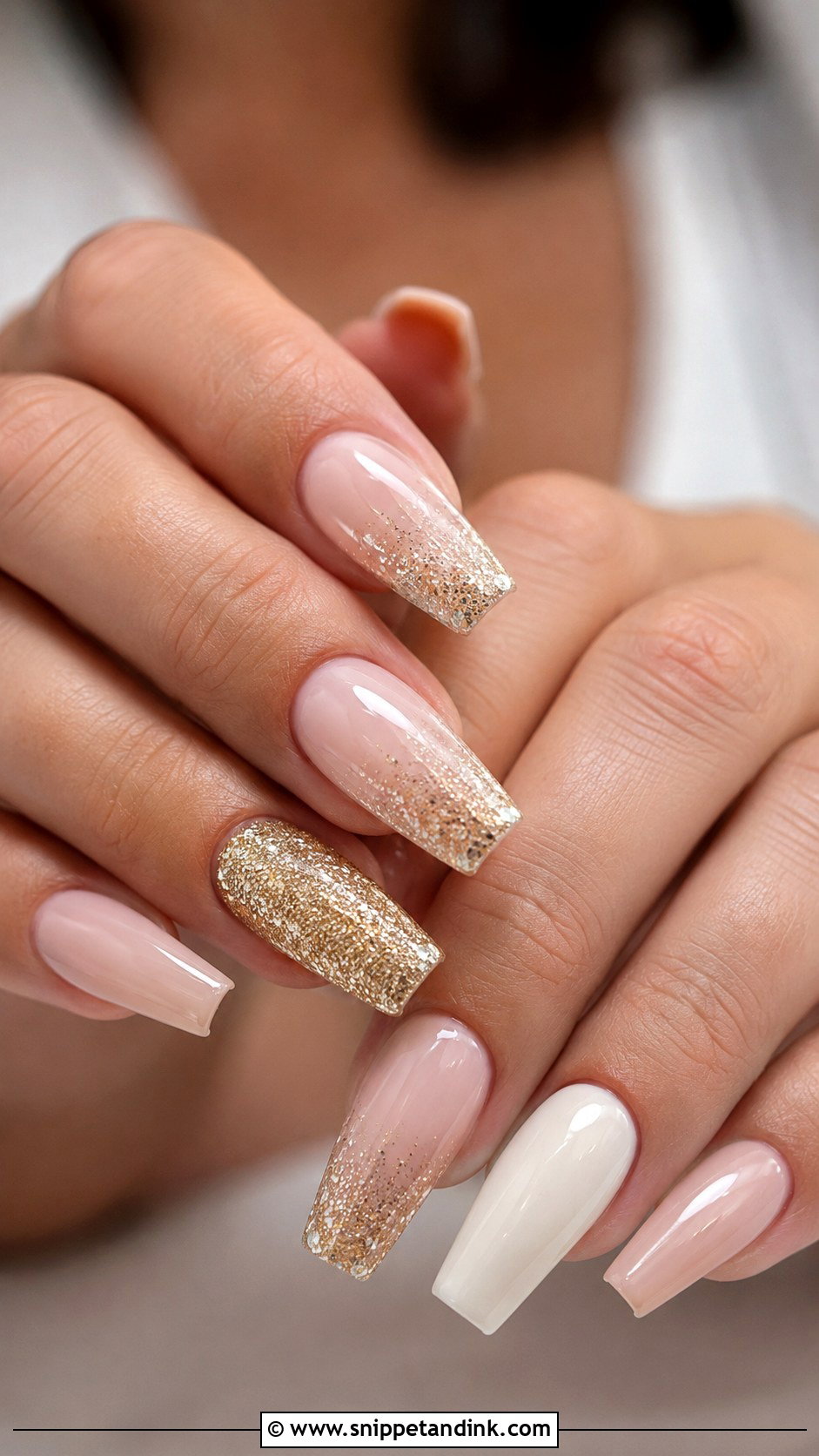 Coffin Gold Wedding Nails - Snippet and Ink - 20 Wedding Nails with Gold