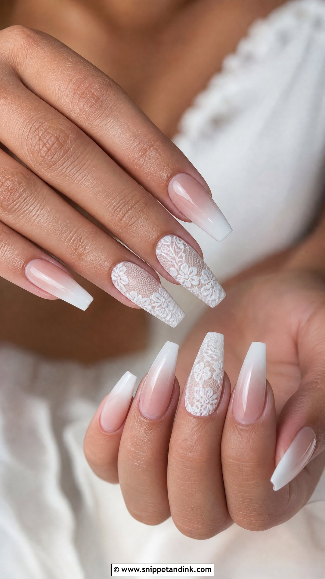 Coffin Lace Wedding Nails - Snippet and Ink - 25 Lace Wedding Nails