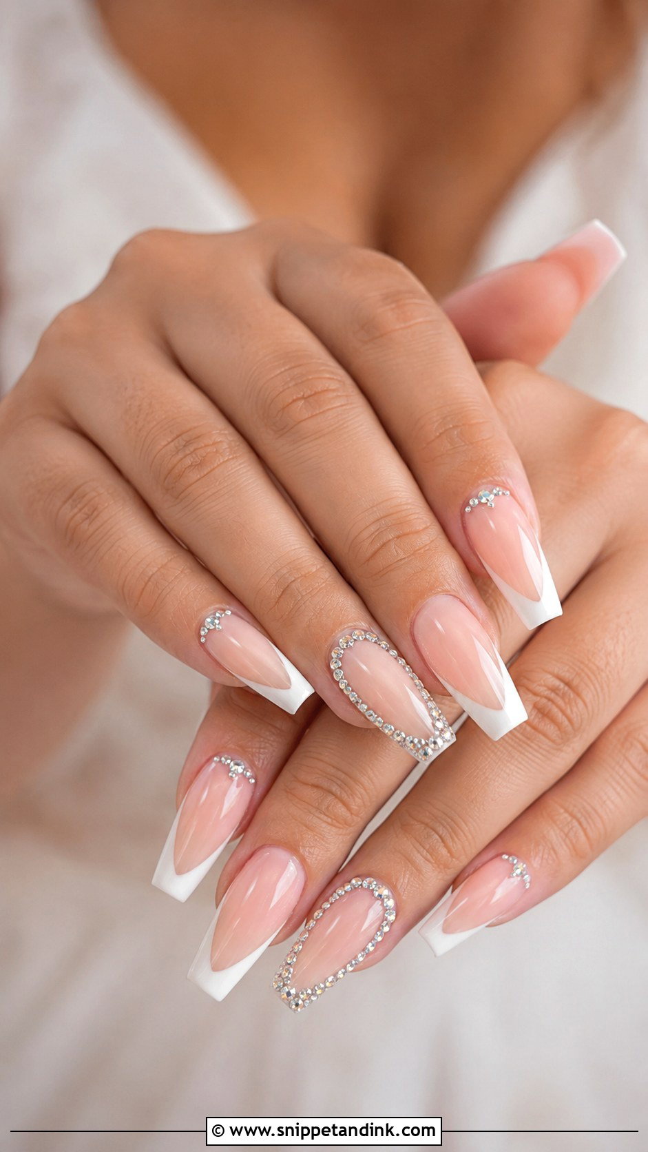 Coffin Rhinestone Wedding Nails - Snippet and Ink - 20 Wedding Nails with Rhinestones