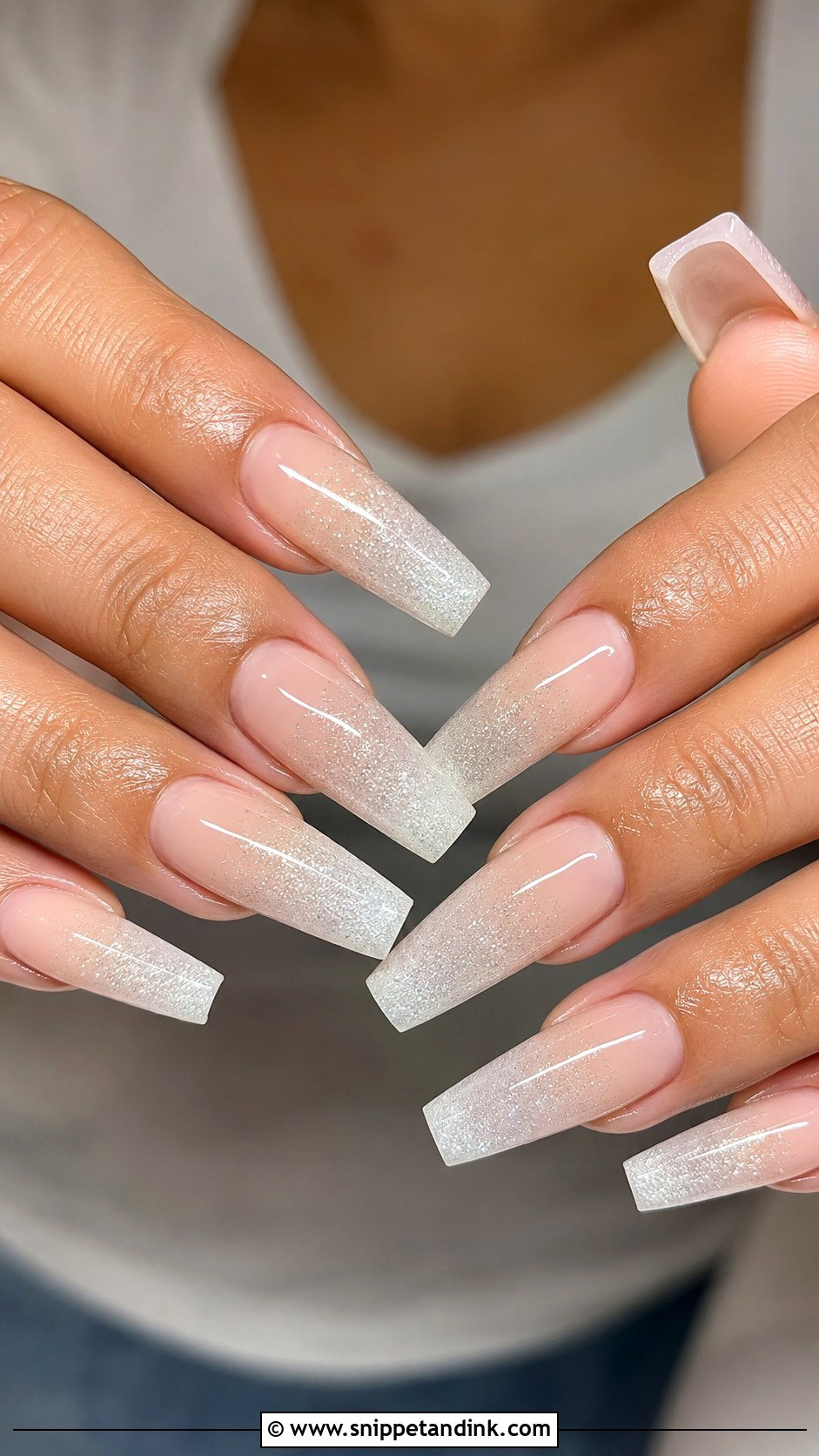 Coffin Sparkle Wedding Nails - Snippet and Ink - 20 Classy Bridal Sparkle Wedding Nails for Bride