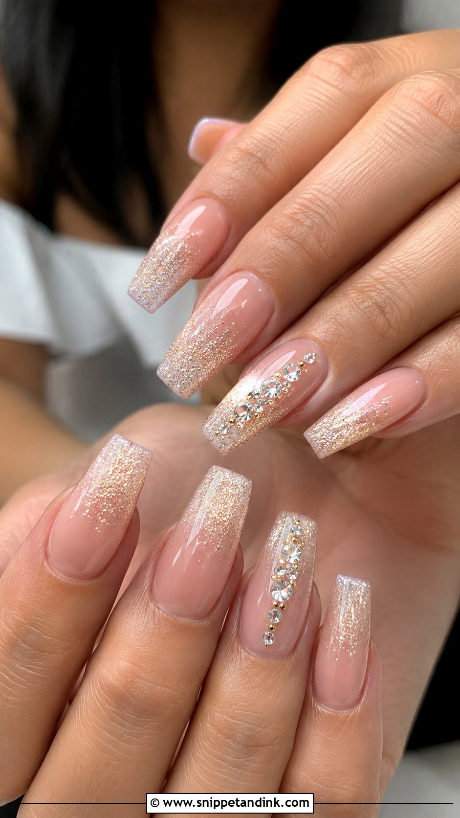Coffin Sparkly Wedding Nails - Snippet and Ink - 20 Sparkly Wedding Nails
