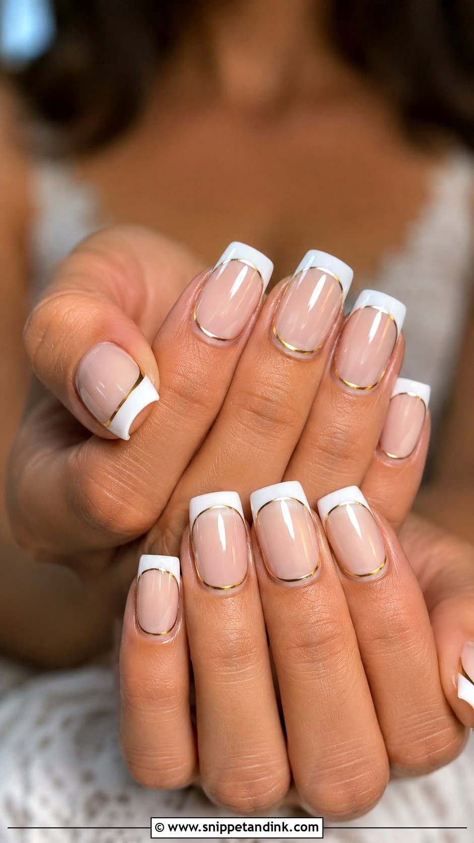 Coffin White And Gold Wedding Nails - Snippet and Ink - 20 White and Gold Wedding Nails