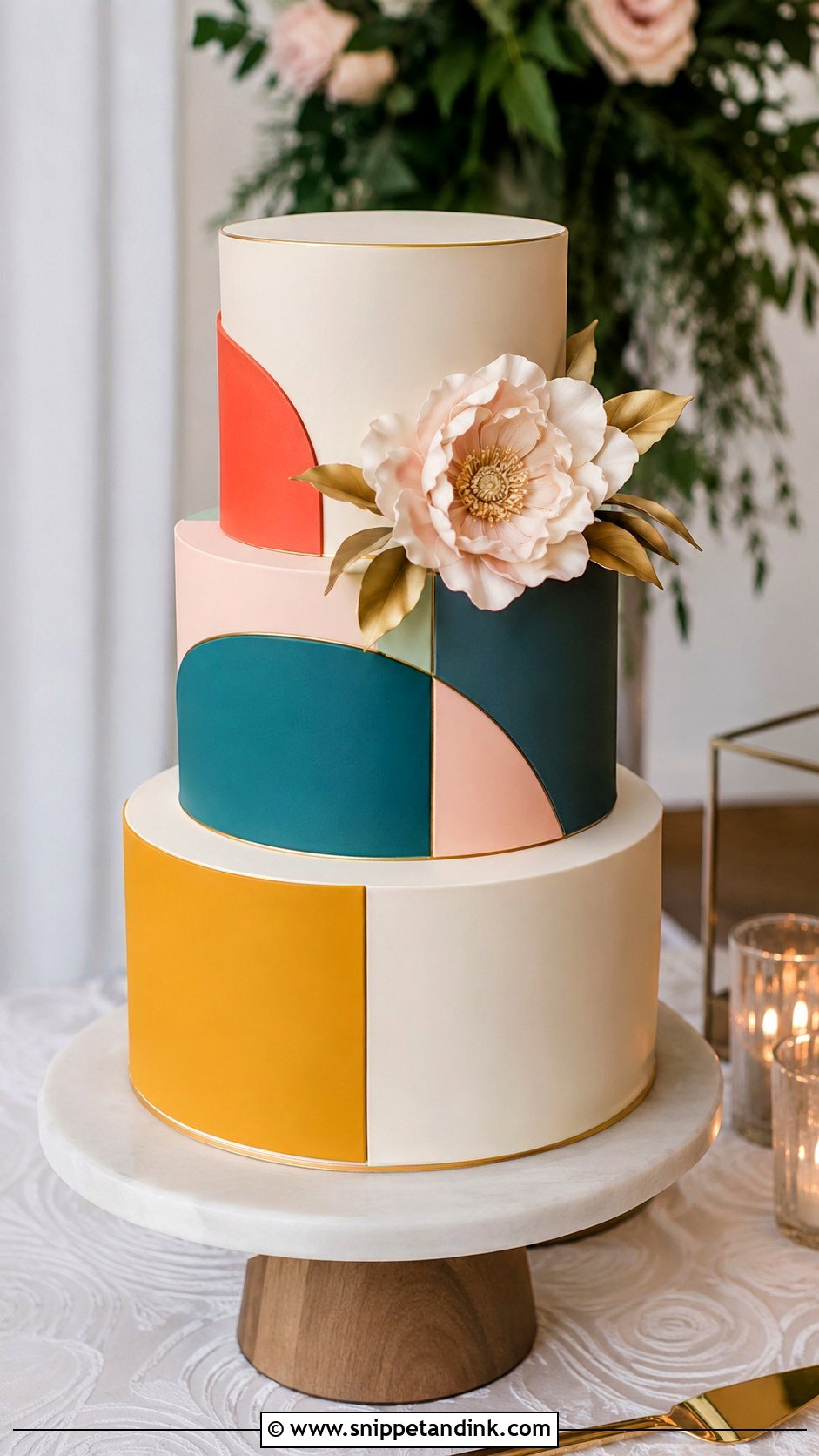 Color Block Wedding Cake - Snippet and Ink - 20 Multi Color Cake Ideas for Wedding