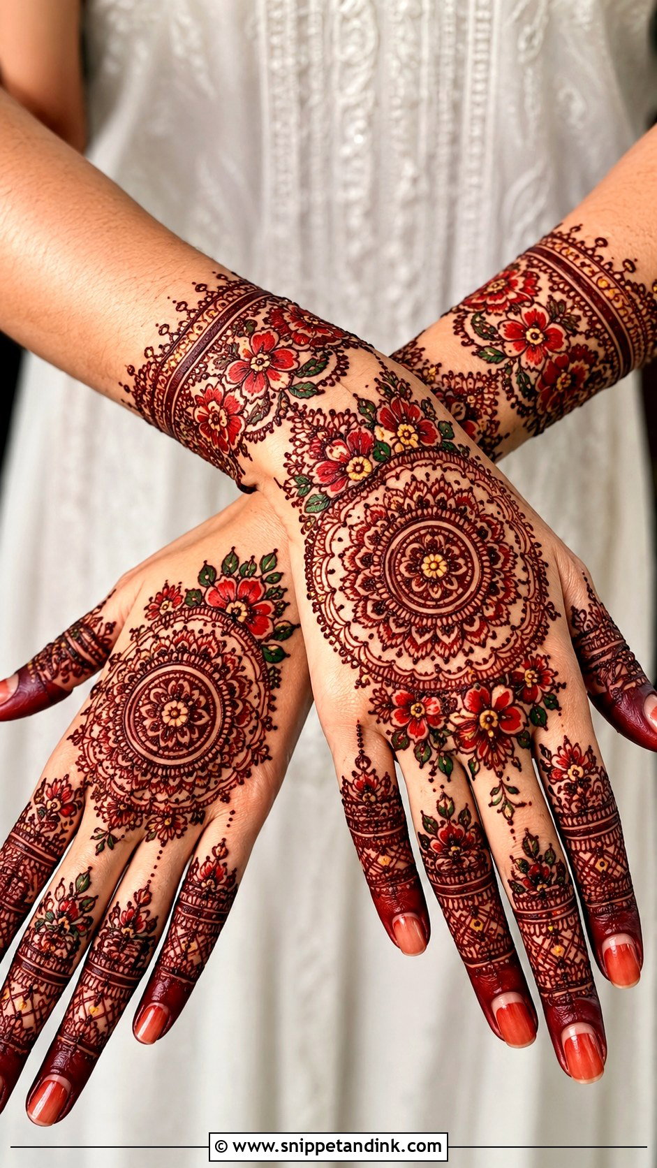 Colored Mehndi Design - Snippet and Ink - 35 Henna (Mehndi) Design Ideas