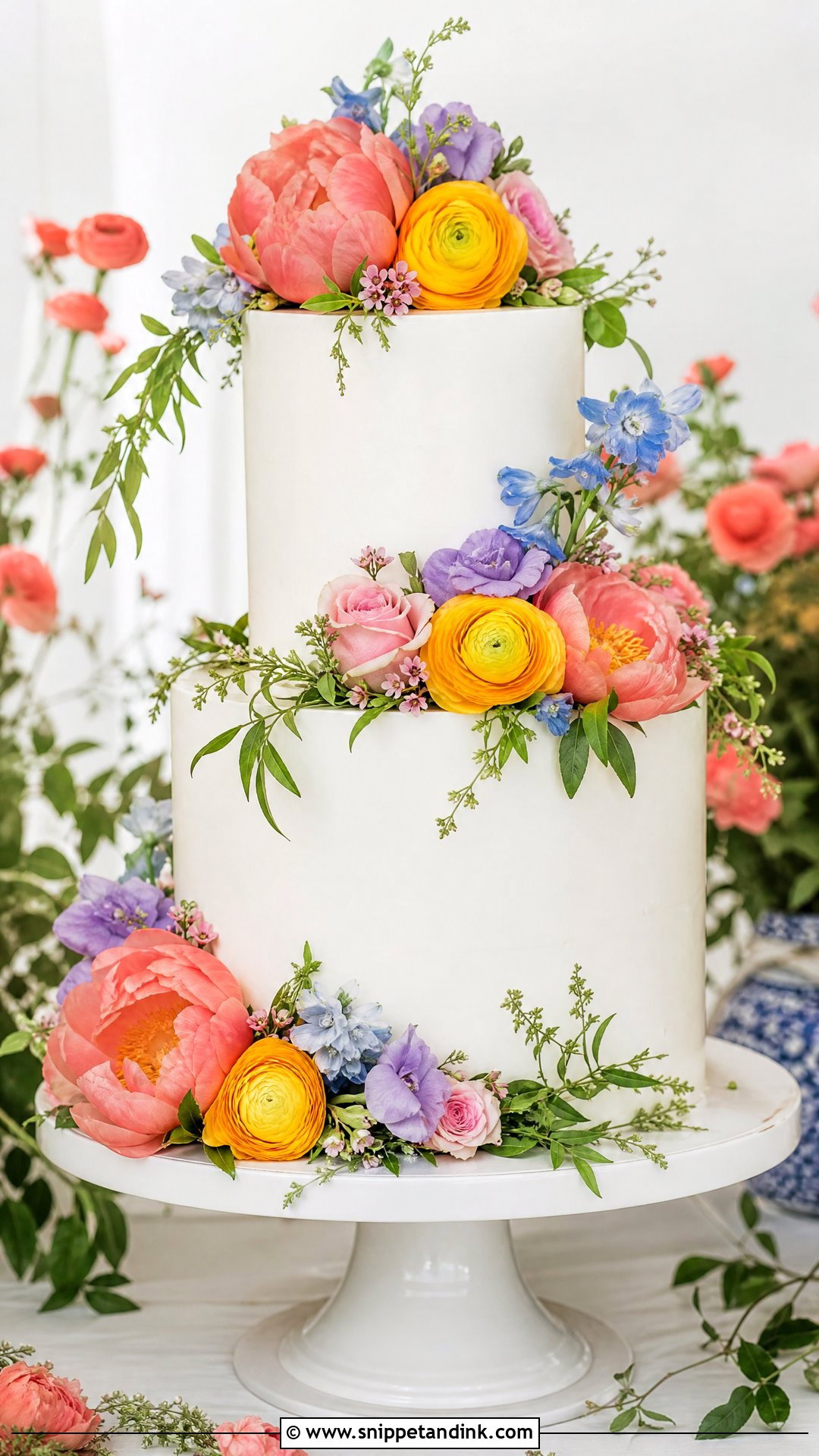 Colorful Bouquet Wedding Cake - Snippet and Ink - 30 Cake Bouquet Ideas for Wedding