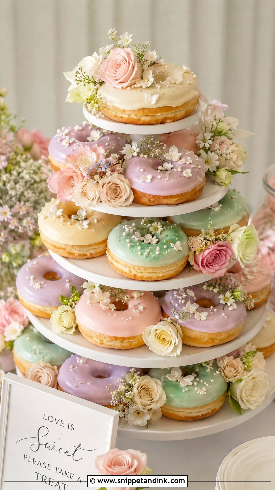 Colorful Donut Wedding Cake - Snippet and Ink - 20 Wedding Donut Cake Ideas