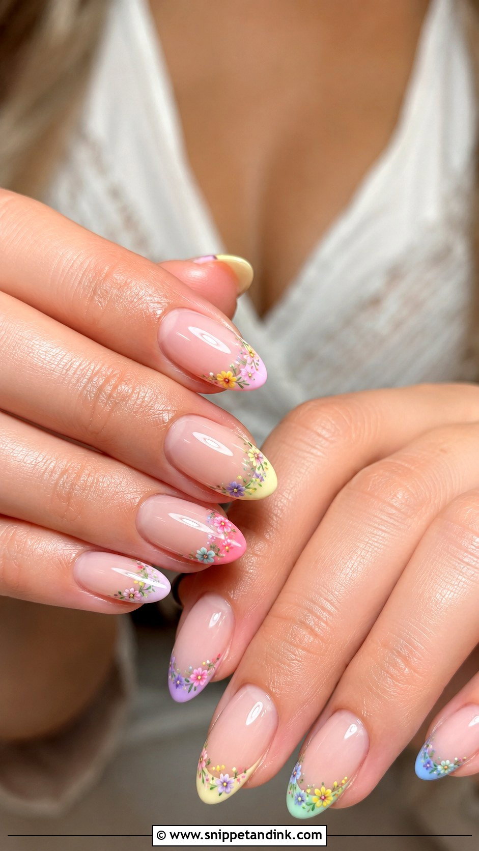 Colorful Floral French Wedding Nails - Snippet and Ink - 20 Colorful Wedding Nails