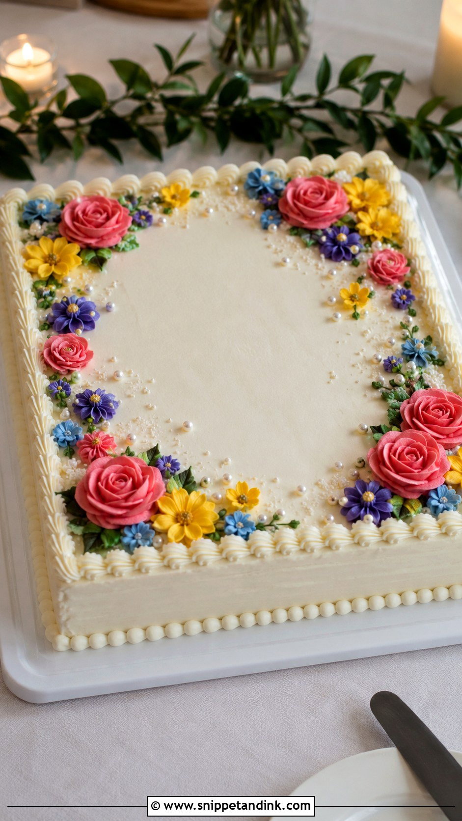 Colorful Floral Sheet Wedding Cake - Snippet and Ink - 20 Colorful Flower Cake Ideas for Wedding