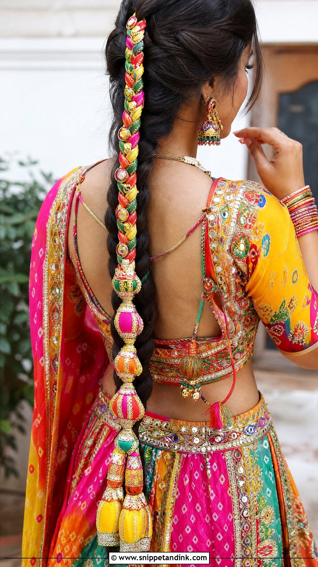 Colorful Paranda Mehndi Braid - Snippet and Ink - 15 Bridal Paranda Hairstyle Ideas