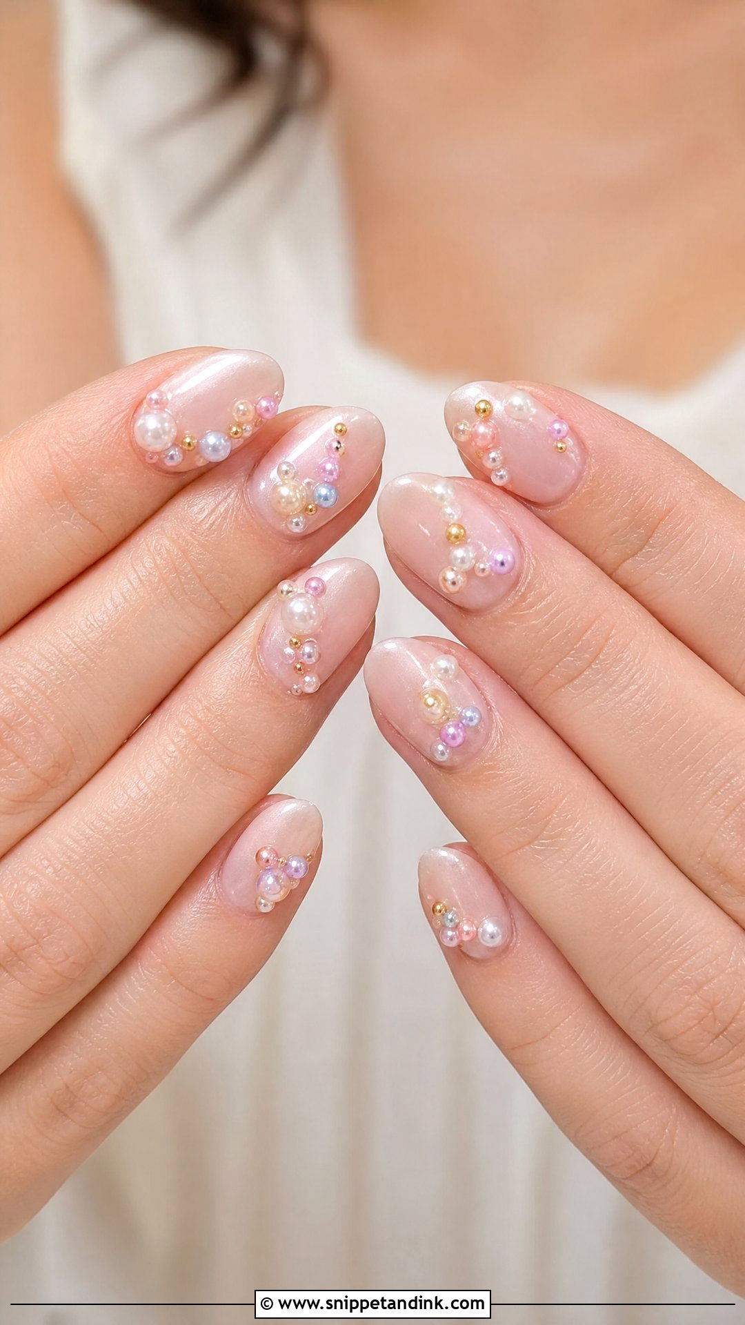 Colorful Pearl Bridal Nails - Snippet and Ink - 25 Fun Bridal Nails