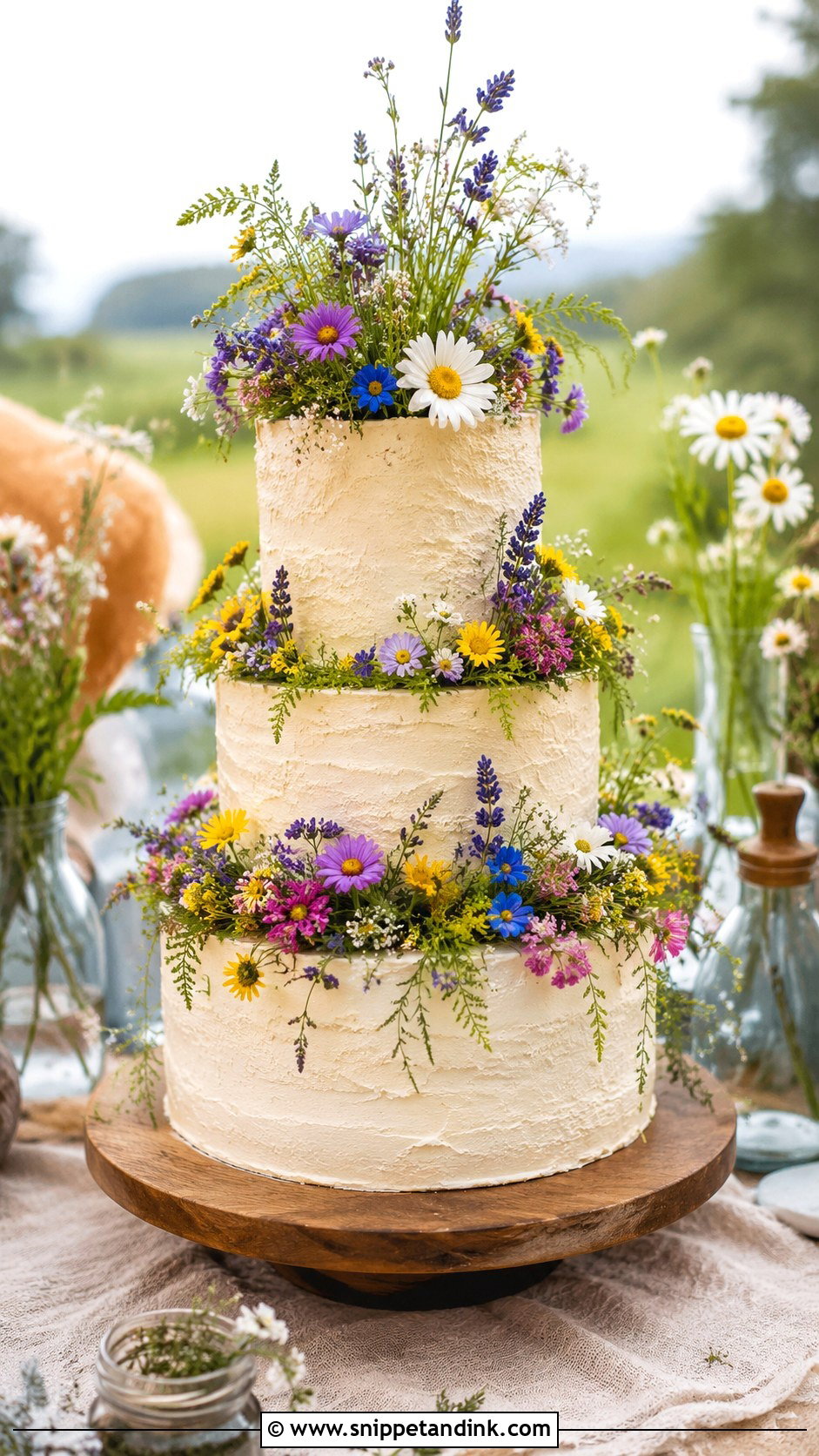 Colorful Wildflower Wedding Cake - Snippet and Ink - 20 Colorful Flower Cake Ideas for Wedding