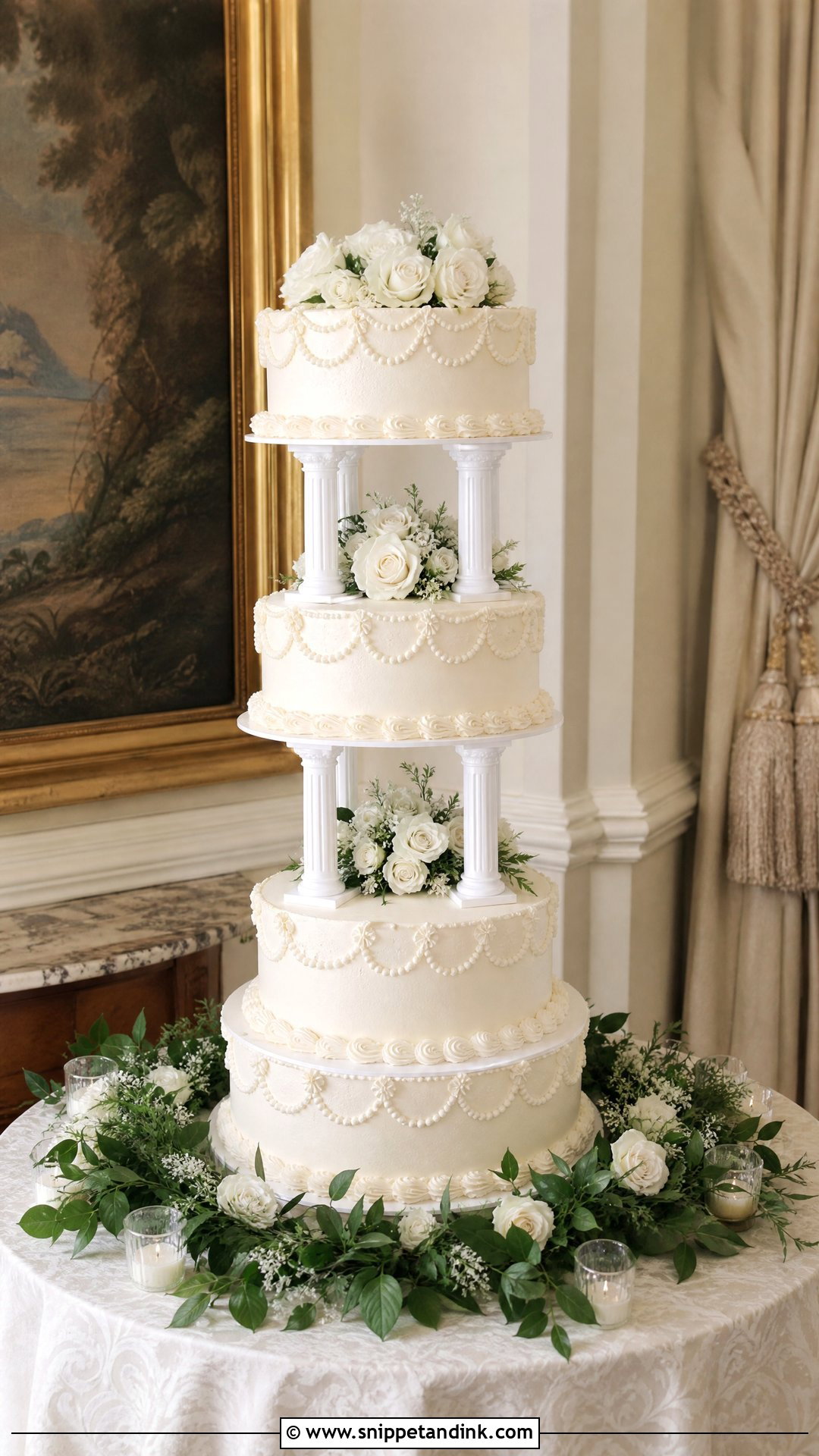 Column Wedding Cake - Snippet and Ink - 20 Old Money Cake Ideas for Wedding