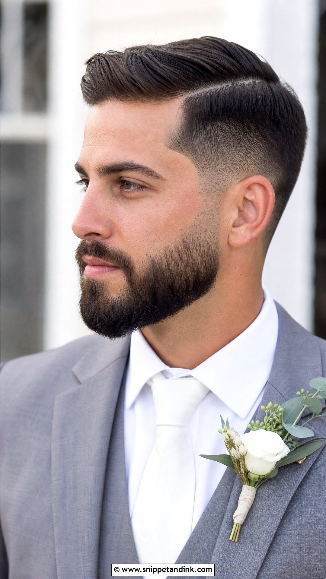 Comb Over Fade With Beard - Snippet and Ink - 20 Groom Hairstyle Men Wedding with Beard Ideas