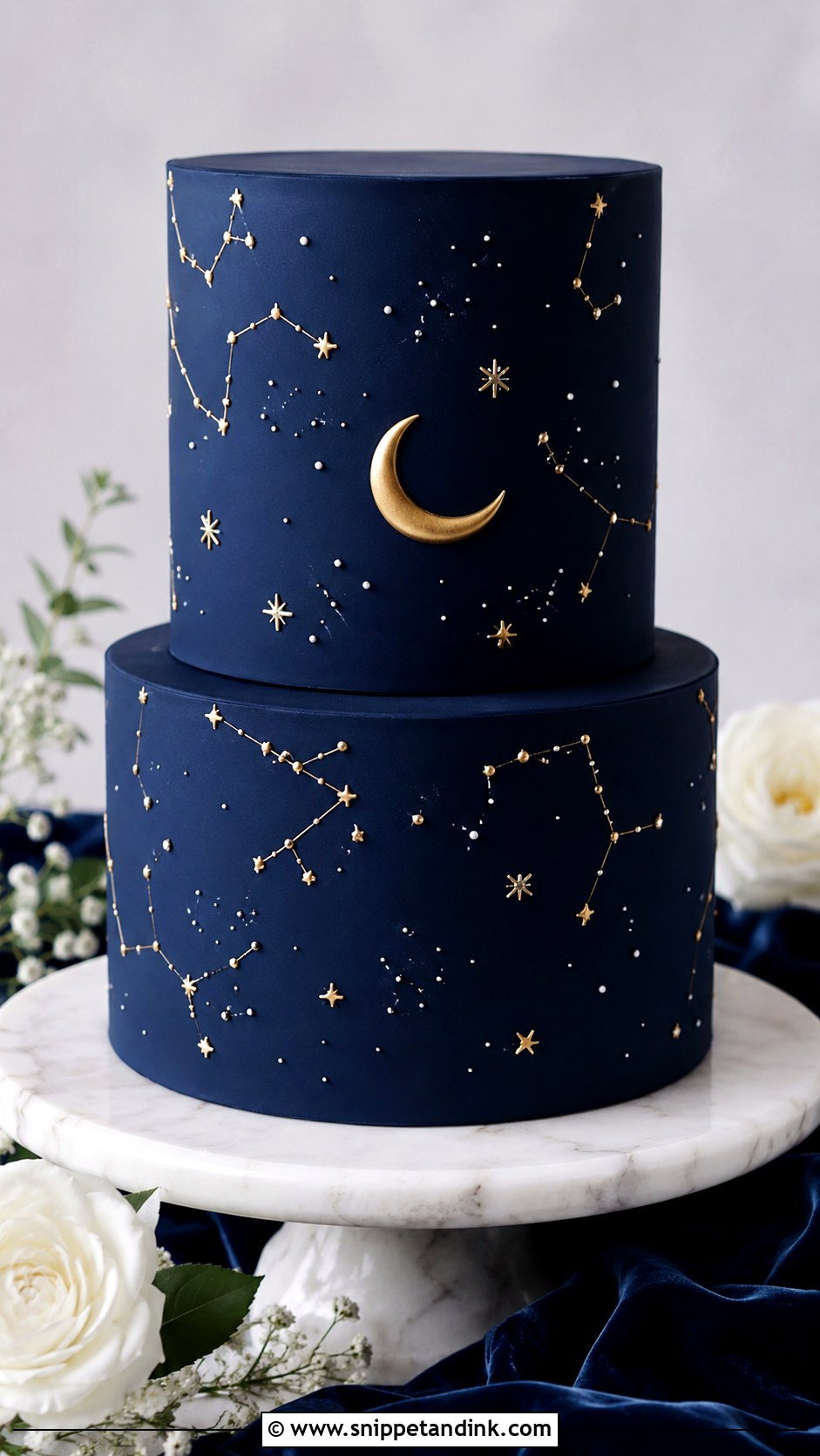 Constellation Wedding Cake - Snippet and Ink - 20 Cosmos Cake Ideas for Wedding