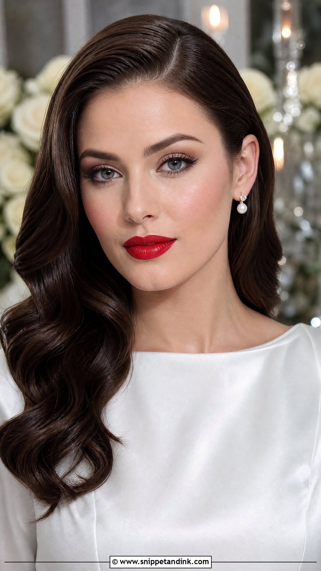 Cool Toned Bridal Makeup With Red Lip - Snippet and Ink - 20 Cool Toned Bridal Makeup Ideas