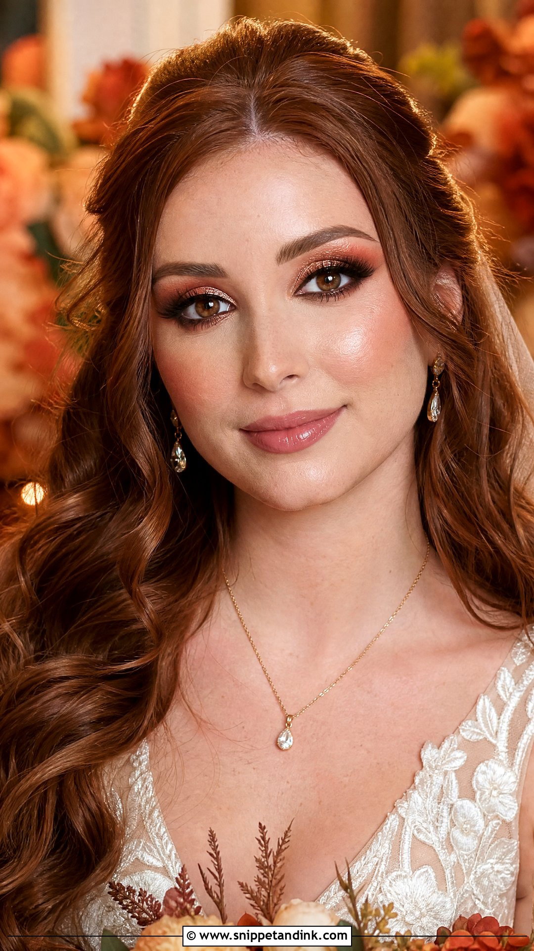 Copper Bridal Makeup For Brown Eyes - Snippet and Ink - 20 Brown Eye Bridal Makeup Ideas