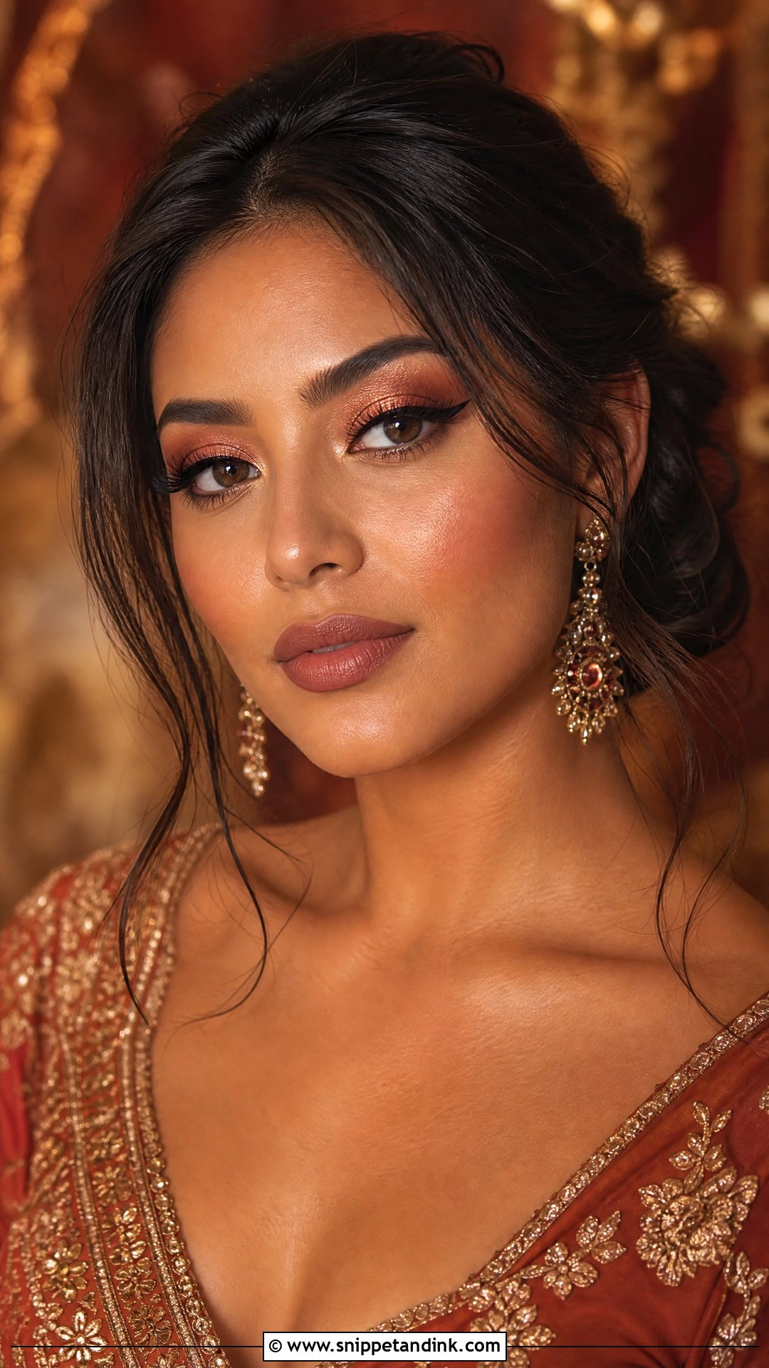 Copper Bridal Makeup For Dusky Skin - Snippet and Ink - 20 Dusky Skin Bridal Makeup Ideas