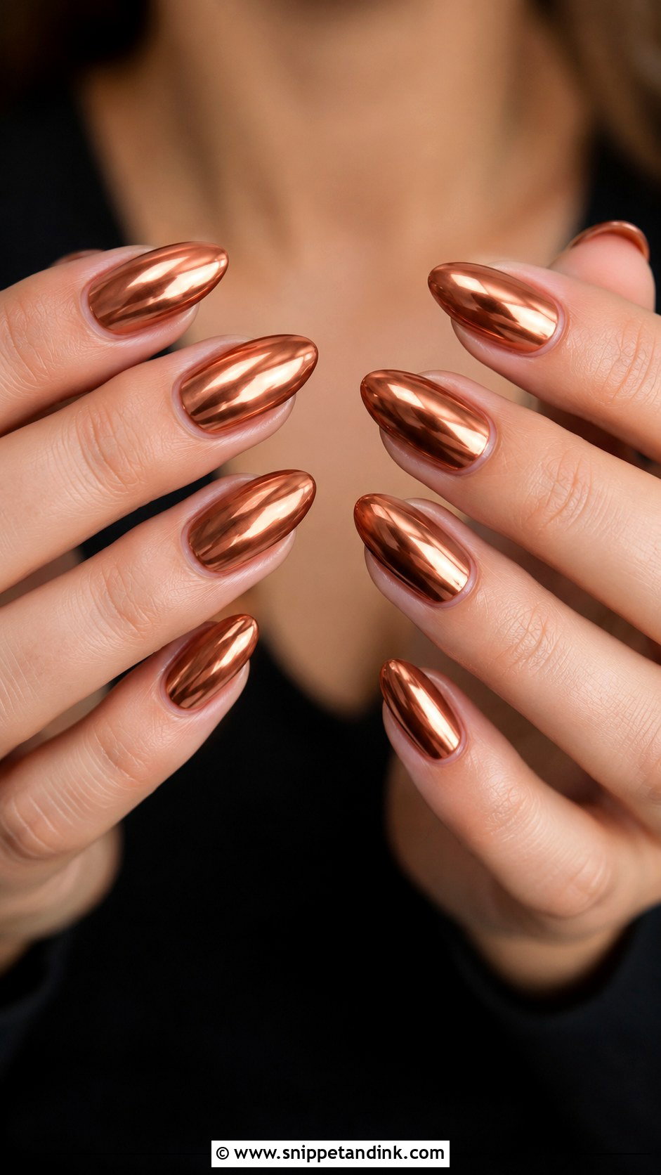 Copper Chrome Fall Wedding Guest Nails - Snippet and Ink - 20 Fall Wedding Guest Nails