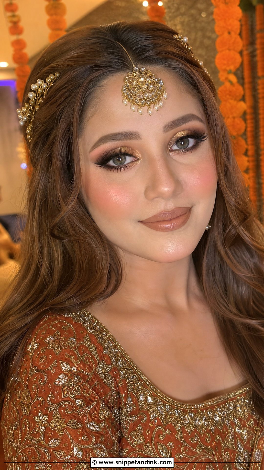 Copper Eye Mehndi Bride Makeup - Snippet and Ink - 20 Mehndi Bride Makeup Ideas