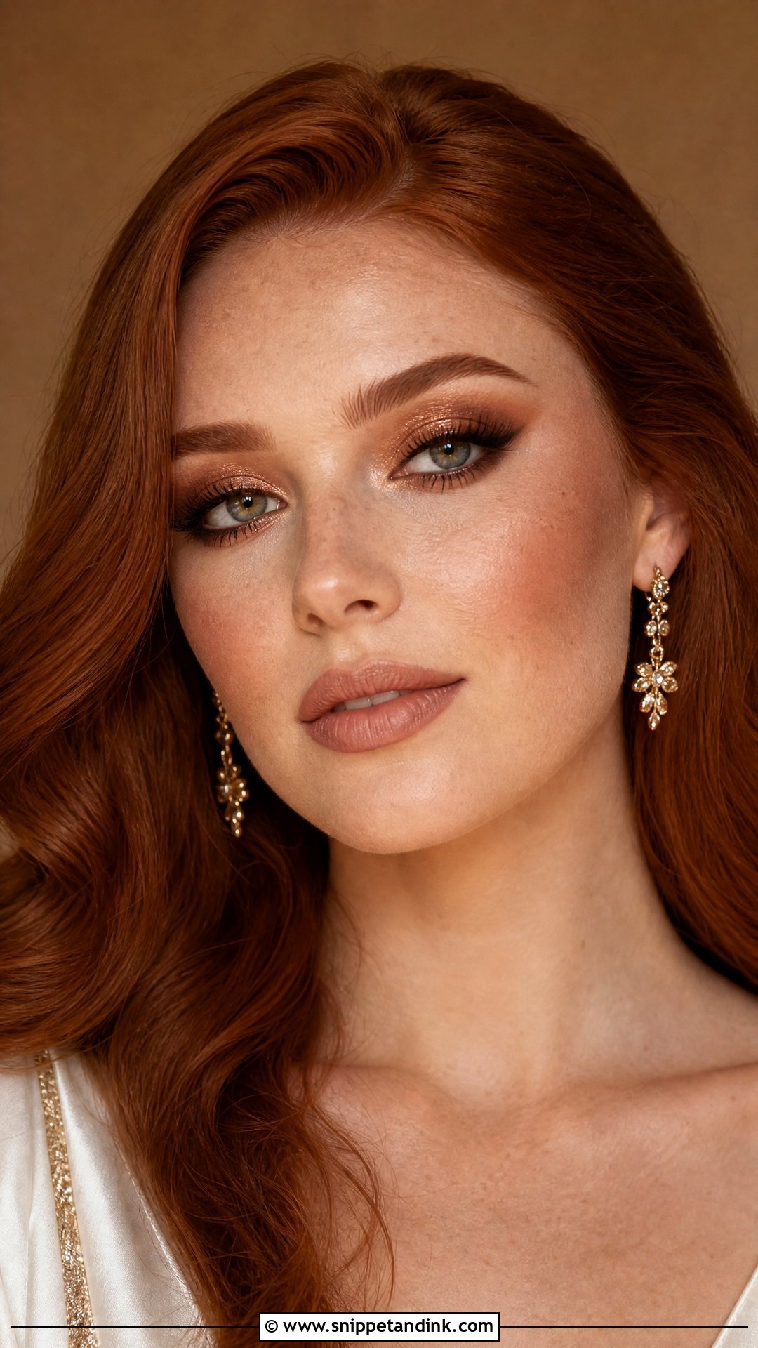 Copper Smokey Eye Wedding Makeup For Redheads - Snippet and Ink - 20 Red Head Wedding Makeup Ideas