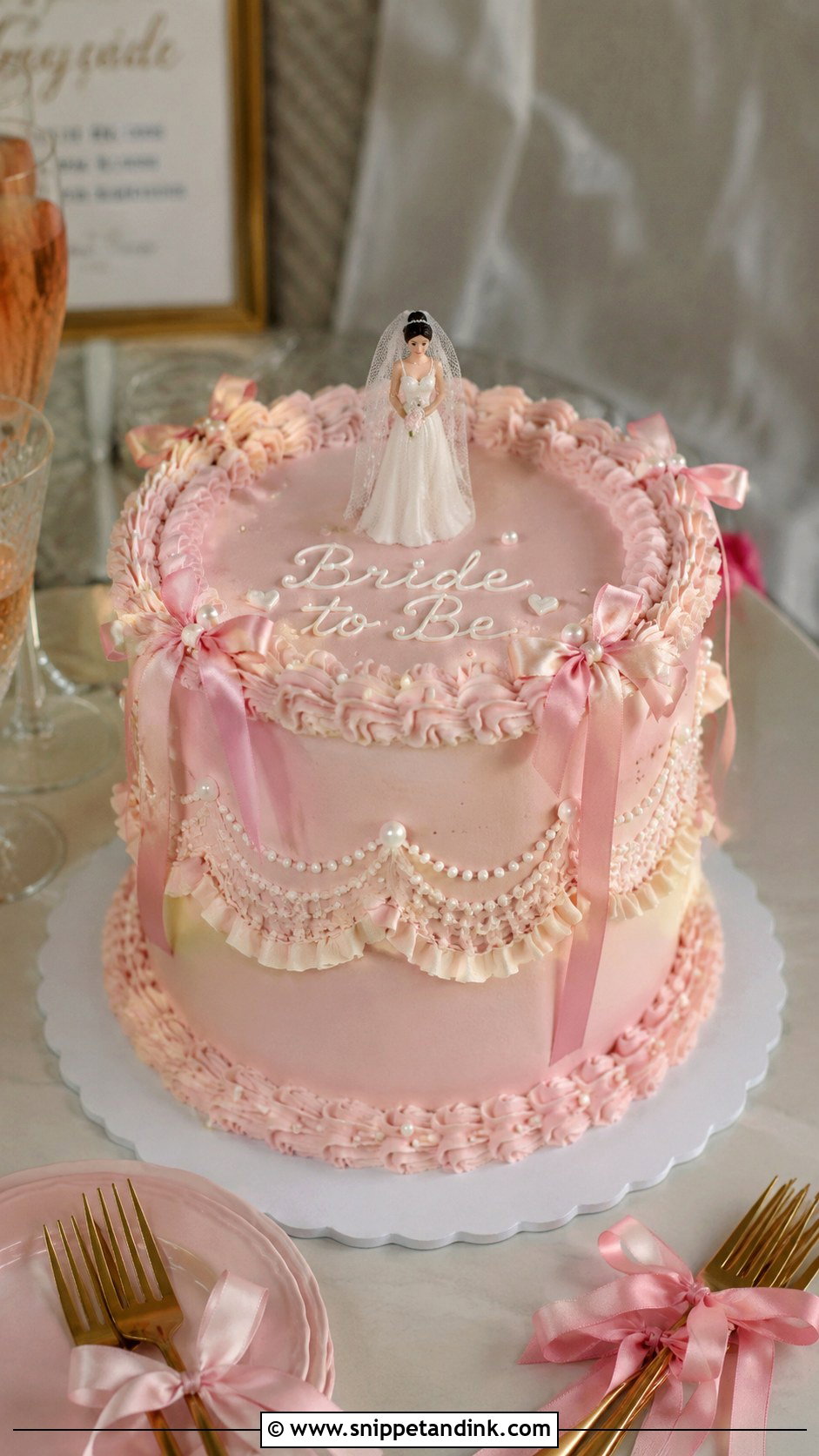 Coquette Bachelorette Cake - Snippet and Ink - 25 Let Them Eat Cake Bachelorette Ideas for Wedding