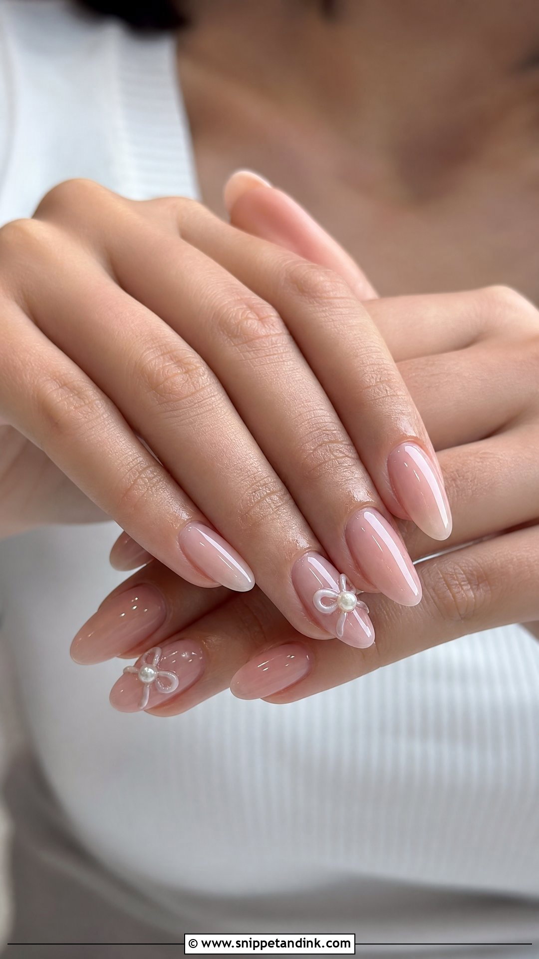 Coquette Bow Almond Wedding Nails - Snippet and Ink - 25 Almond Wedding Nails for Bride