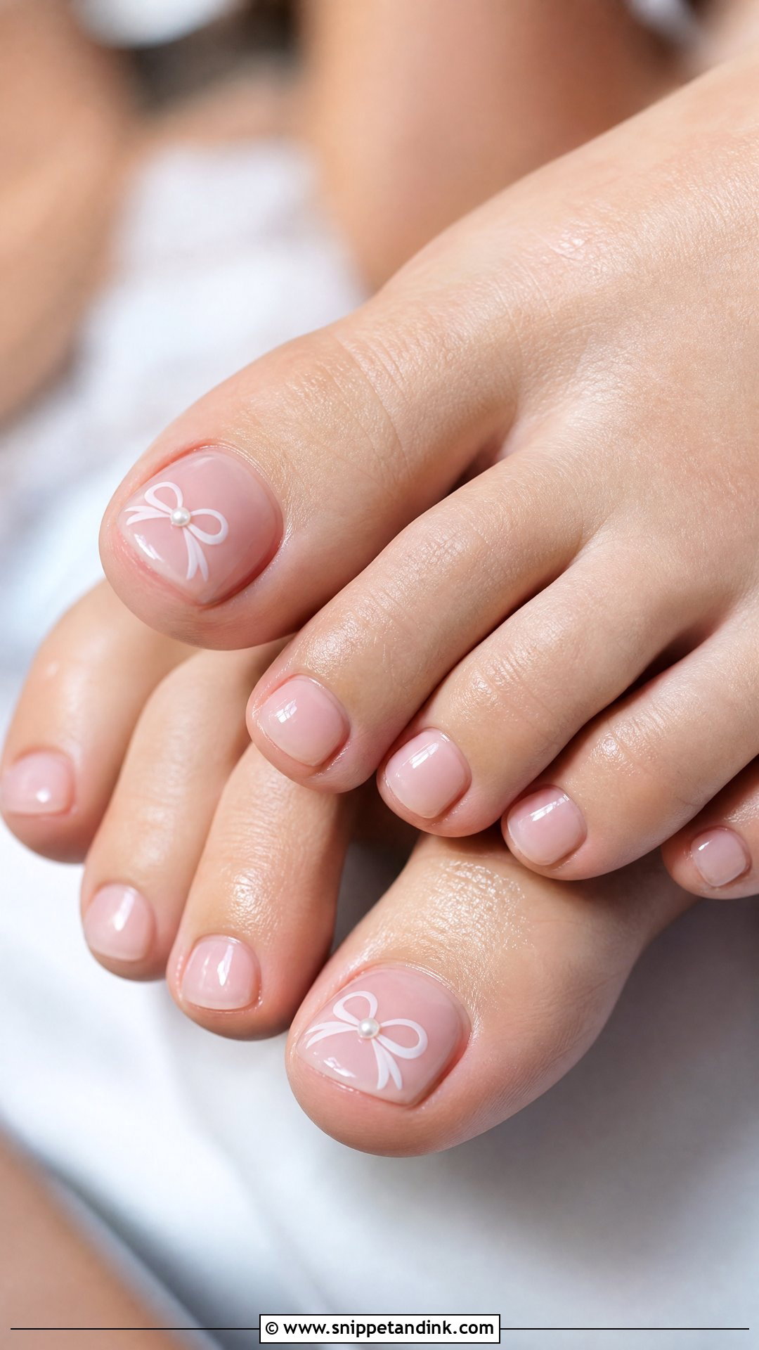 Coquette Bow Bridal Toe Nails - Snippet and Ink - 25 Bridal Toe Nails