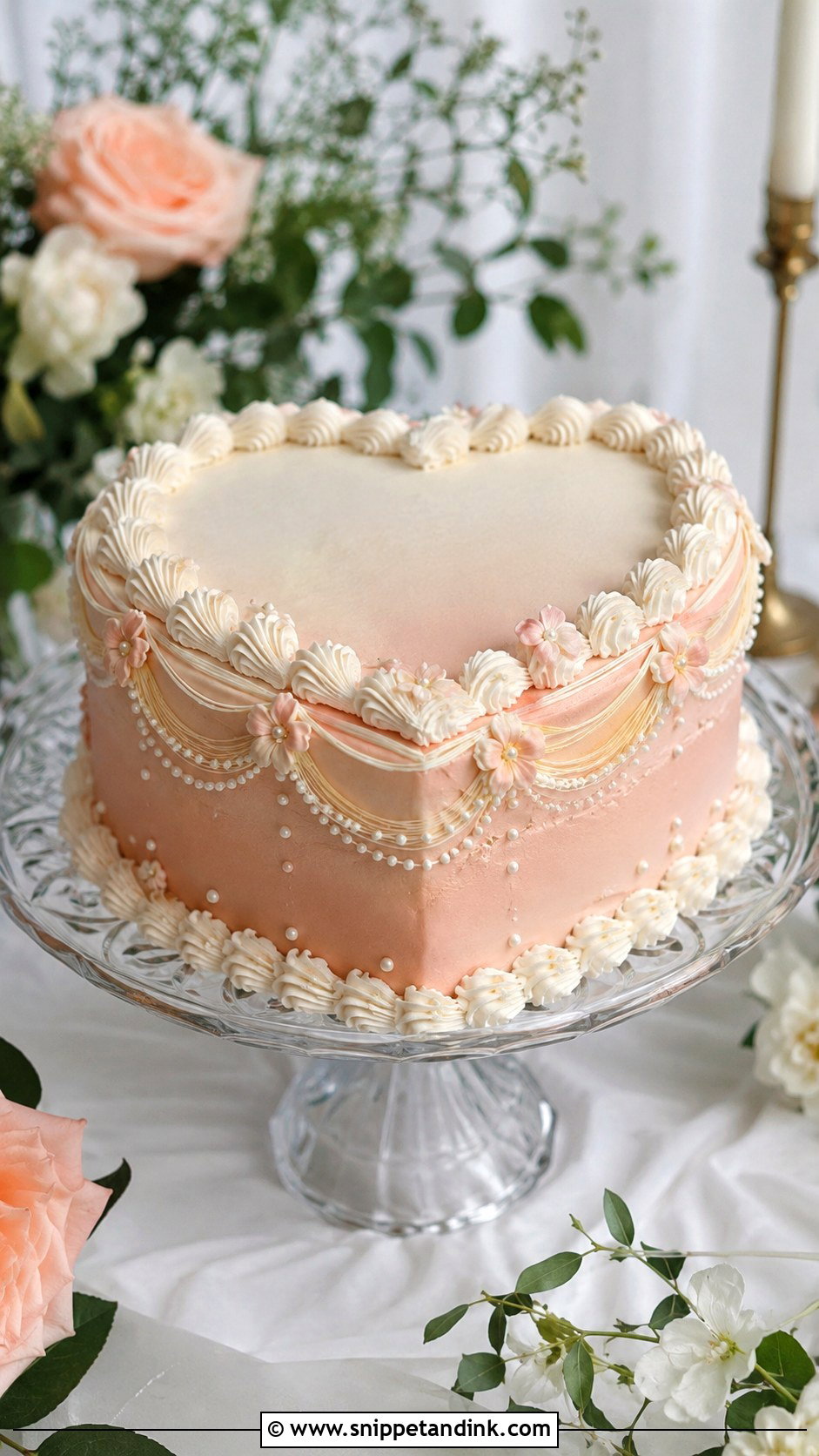 Coquette Retro Heart Wedding Cake - Snippet and Ink - 30 Retro Heart Wedding Cake Ideas
