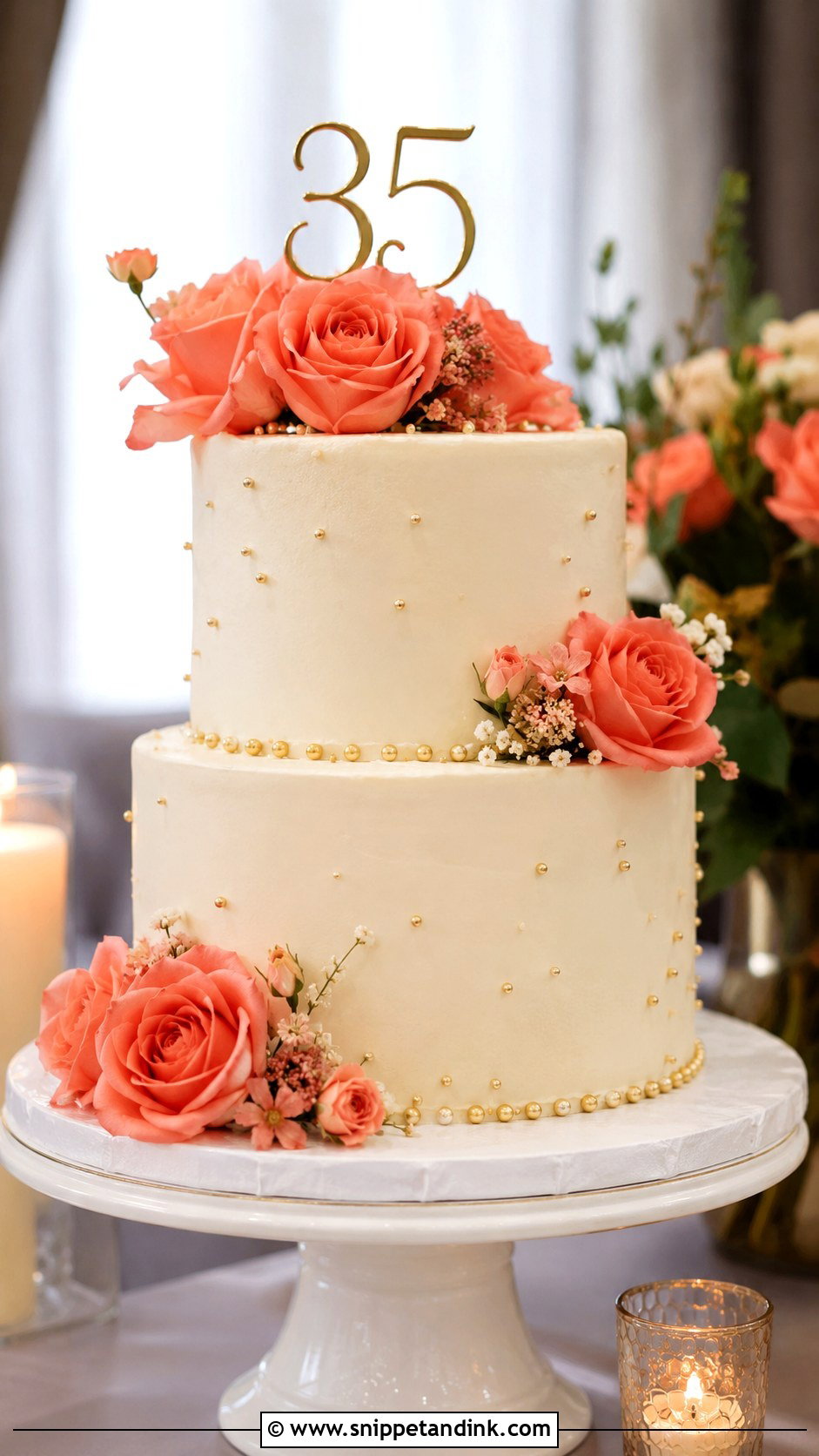 Coral 35th Wedding Anniversary Cake - Snippet and Ink - 20 35th Wedding Anniversary Cake Ideas