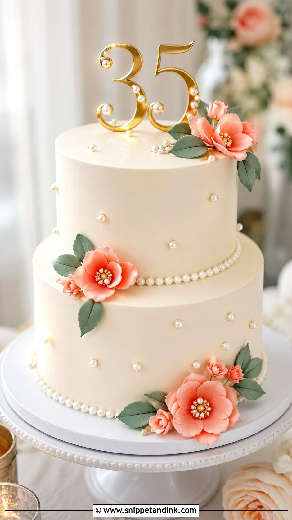 Coral And Jade Anniversary Cake - Snippet and Ink - 20 35th Wedding Anniversary Cake Ideas