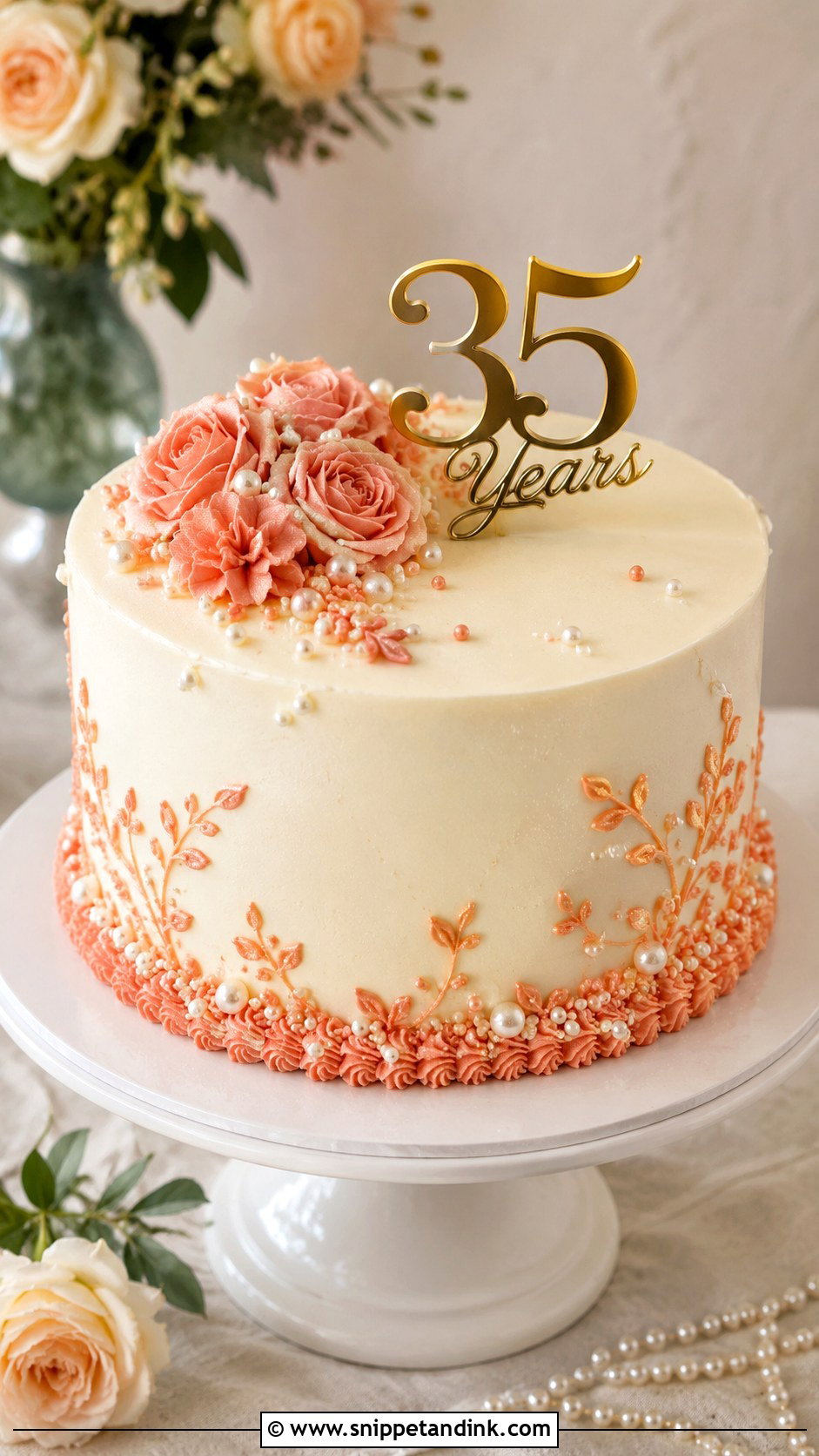 Coral Anniversary Cake - Snippet and Ink - 20 35th Anniversary Cake Ideas