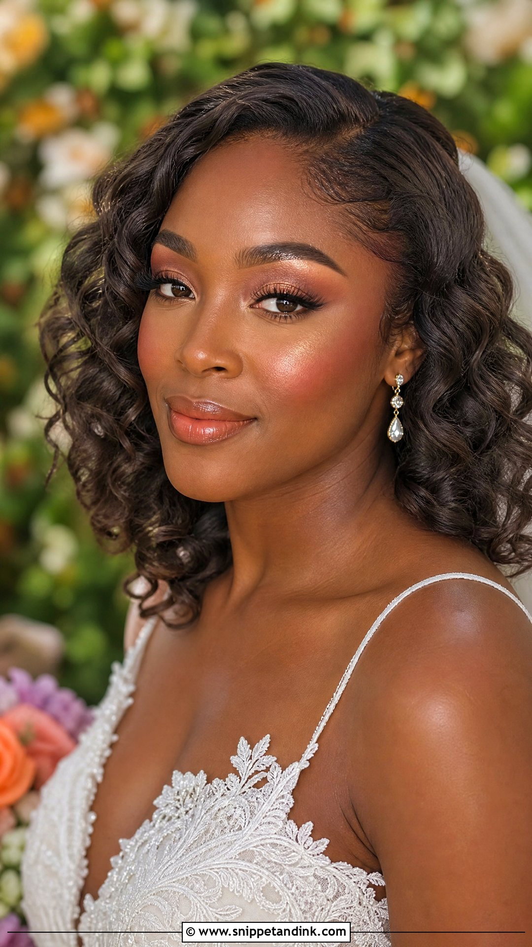 Coral Blush Black Bride Makeup - Snippet and Ink - 20 Black Wedding Makeup Ideas