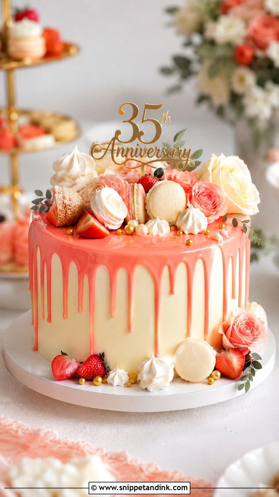 Coral Buttercream Anniversary Cake - Snippet and Ink - 20 35th Anniversary Cake Ideas
