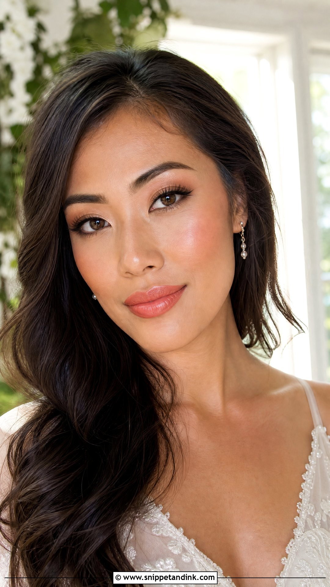 Coral Glowy Wedding Makeup For Brown Eyes - Snippet and Ink - 20 Glowy Wedding Makeup for Brown Eyes