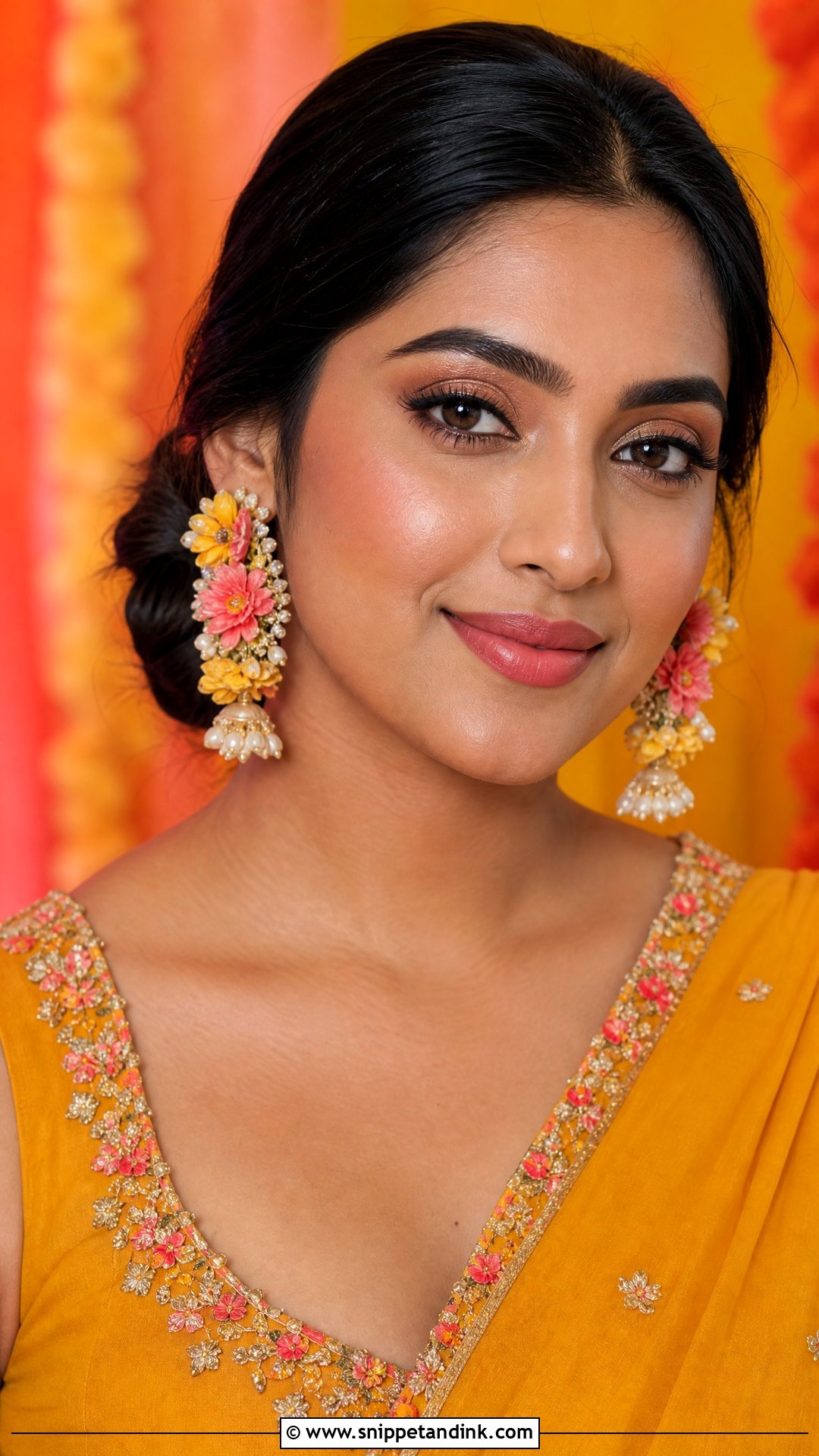 Coral Haldi Bridal Makeup - Snippet and Ink - 25 Haldi Bridal Look Ideas