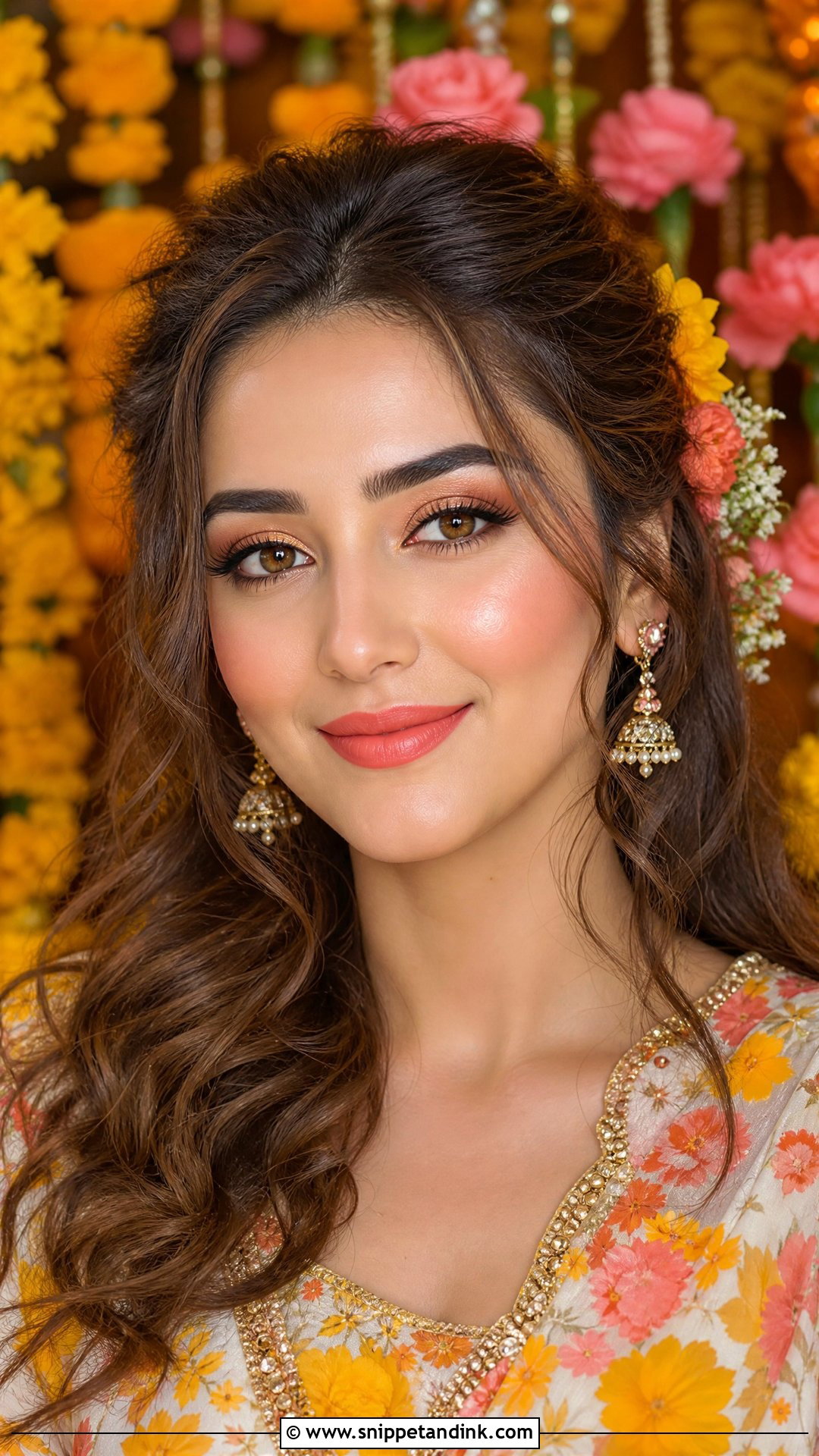 Coral Haldi Makeup Look - Snippet and Ink - 25 Haldi Makeup Look for Bride Ideas