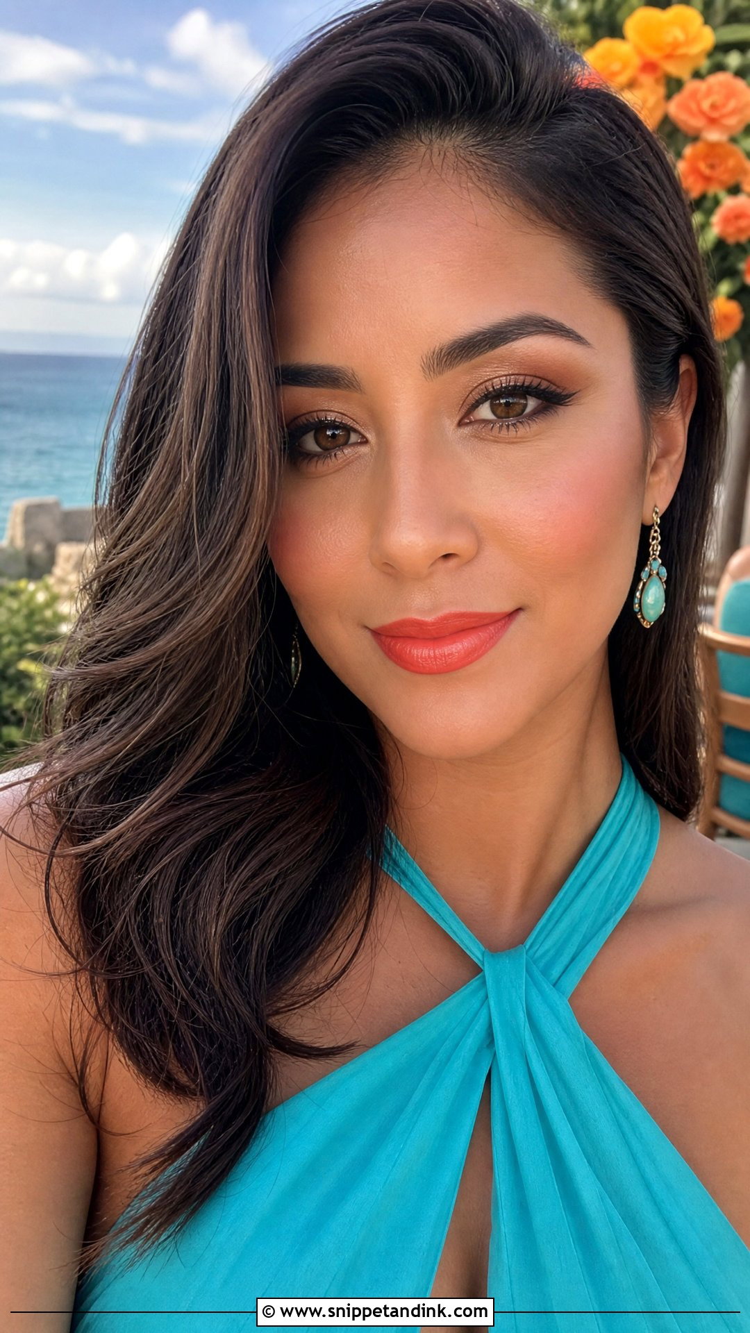 Coral Lip Wedding Guest Makeup For Brown Eyes - Snippet and Ink - 20 Summer Wedding Guest Makeup for Brown Eyes
