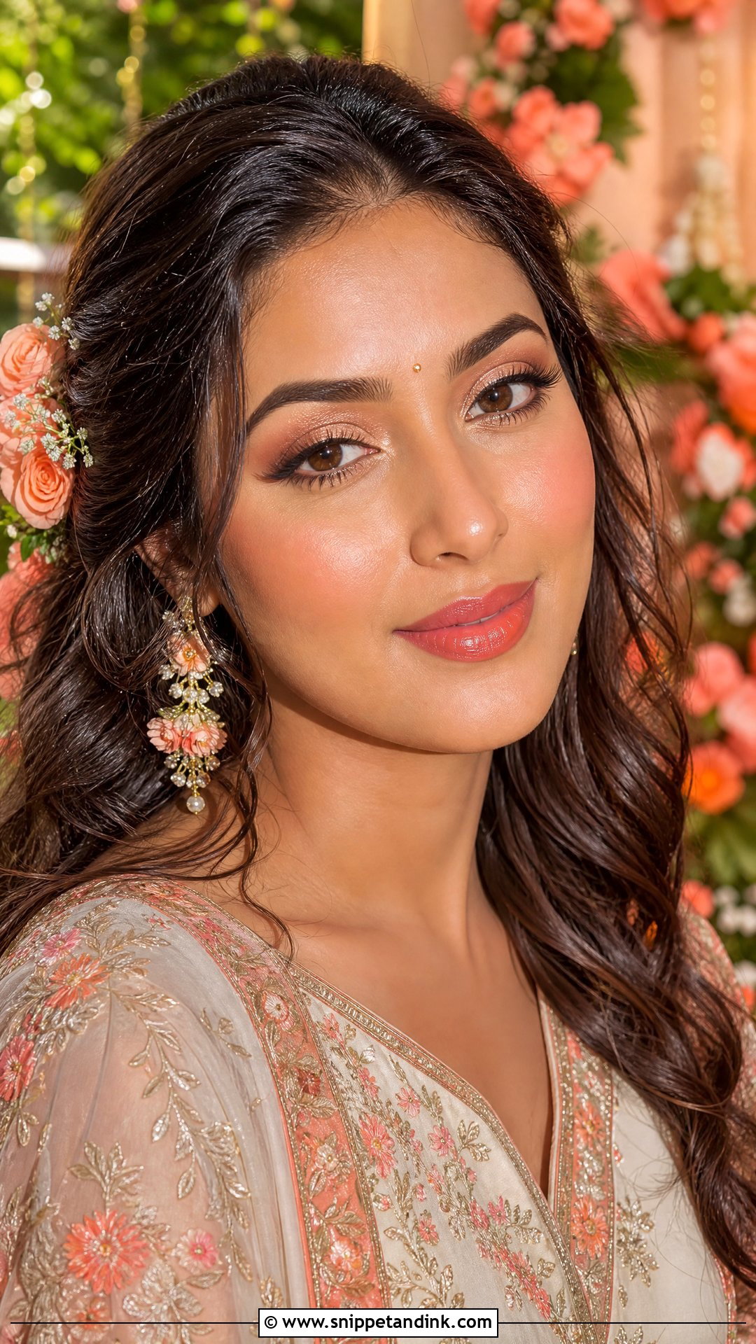 Coral Mehndi Bridal Makeup - Snippet and Ink - 20 Mehndi Bridal Makeup Ideas