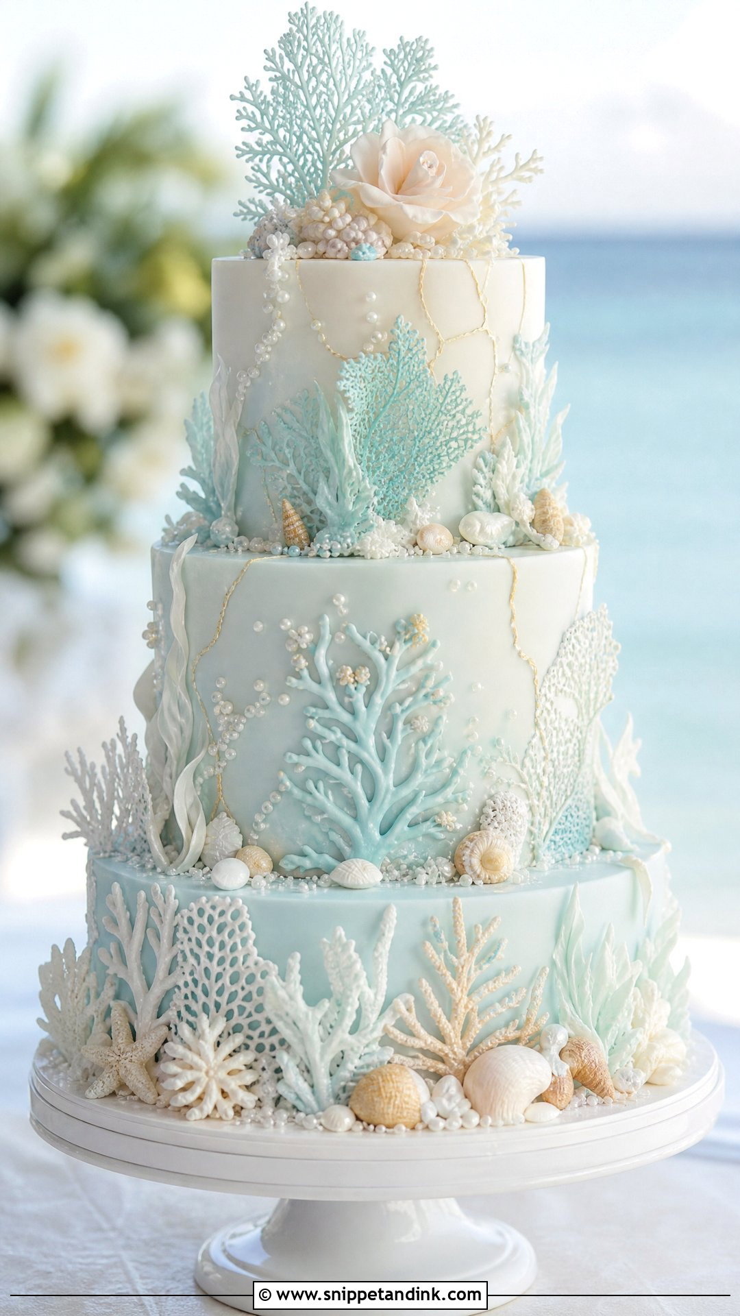 Coral Reef Beach Wedding Cake - Snippet and Ink - 30 Beach Cake Ideas for Wedding