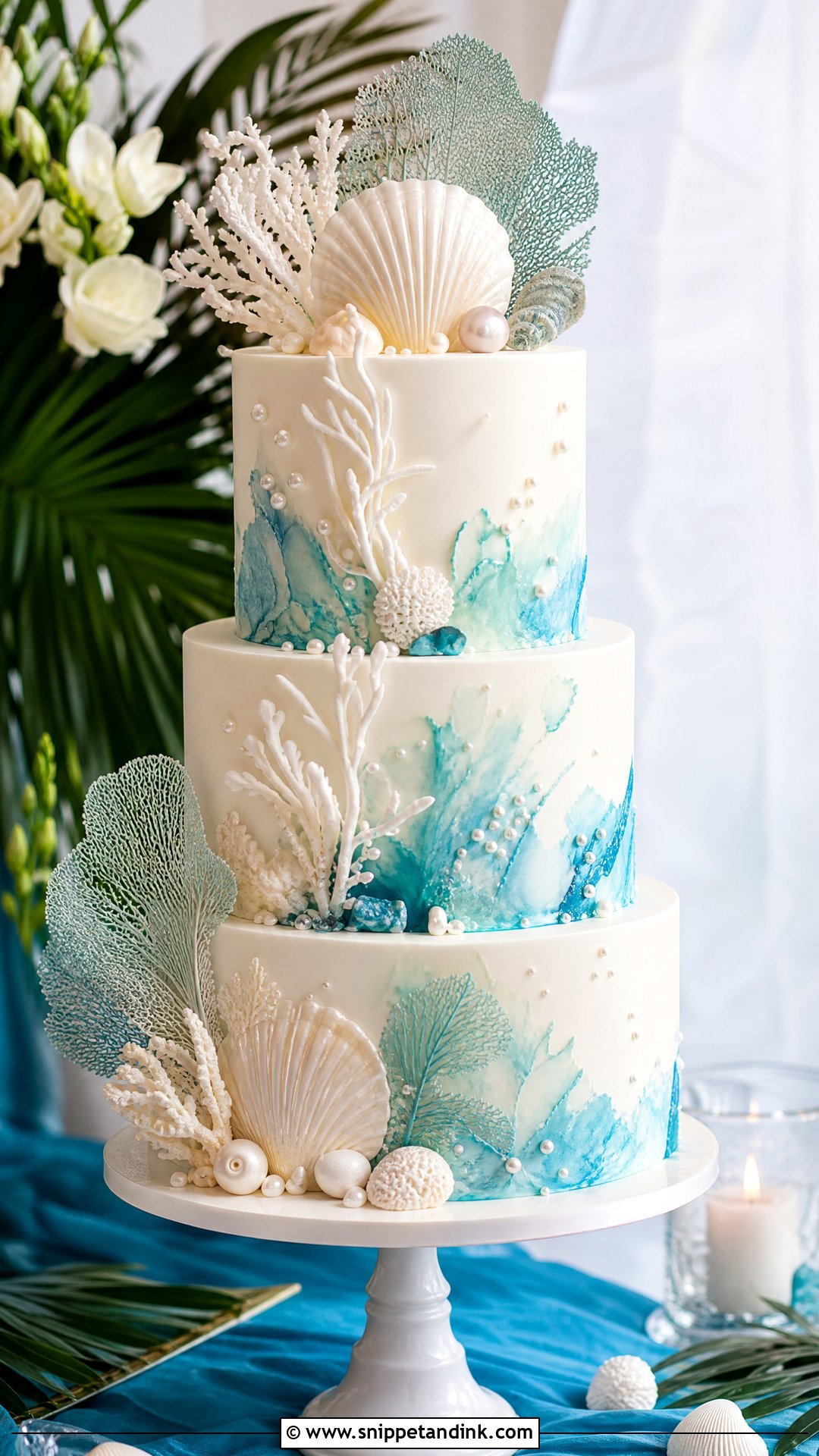 Coral Reef Wedding Cake - Snippet and Ink - 30 Beach Theme Cake Ideas for Wedding
