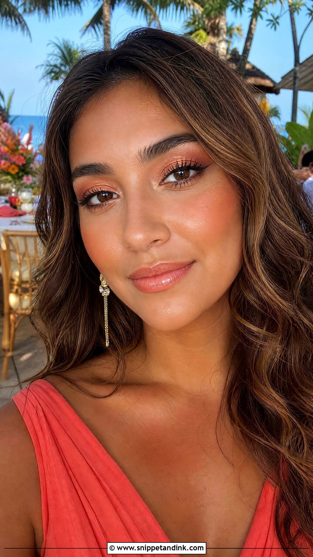 Coral Summer Wedding Makeup for Brown Eyes - Snippet and Ink - 20 Summer Wedding Makeup for Brown Eyes