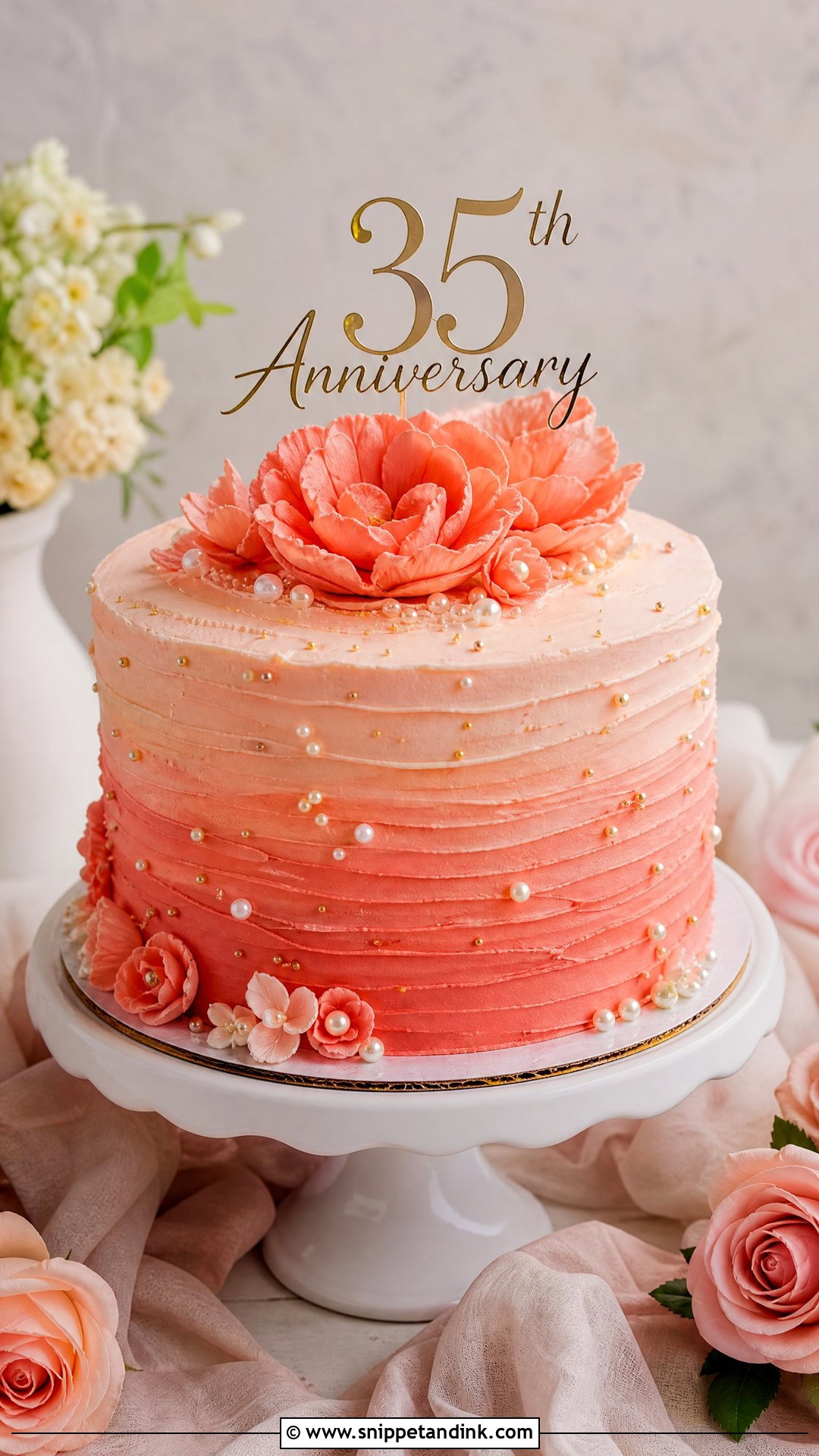 Coral Wedding Anniversary Cake - Snippet and Ink - 35 Wedding Anniversary Cake Ideas