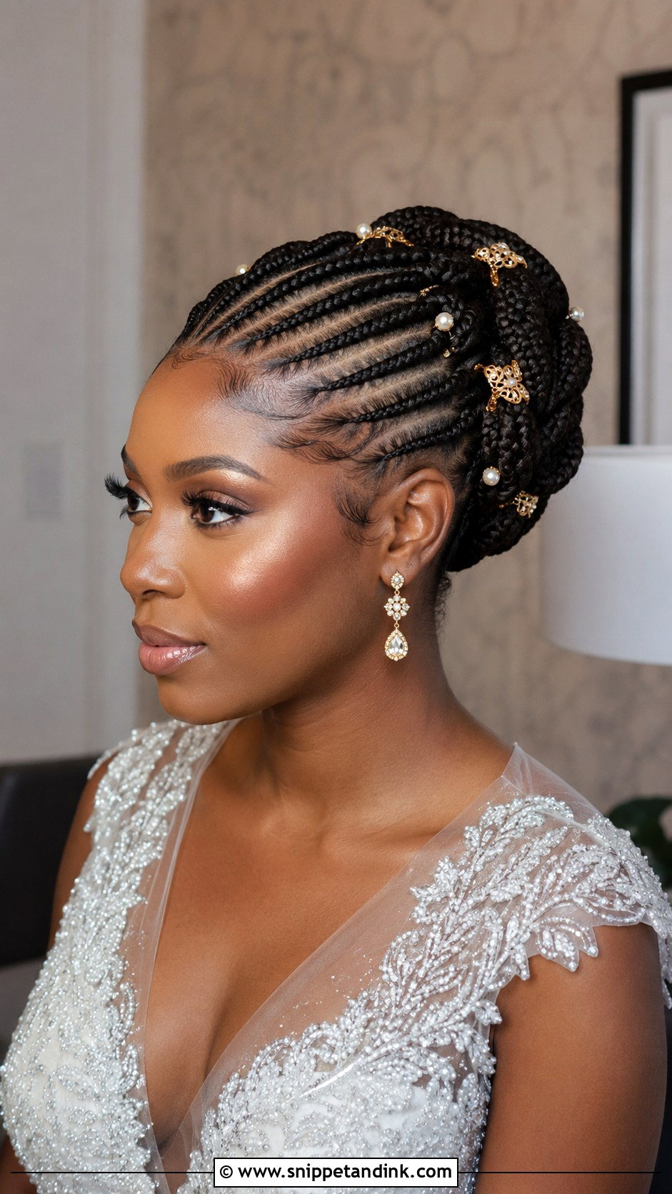 Cornrow Braided Updo for Brides - Snippet and Ink - 25 Bridal Braided Hairstyles