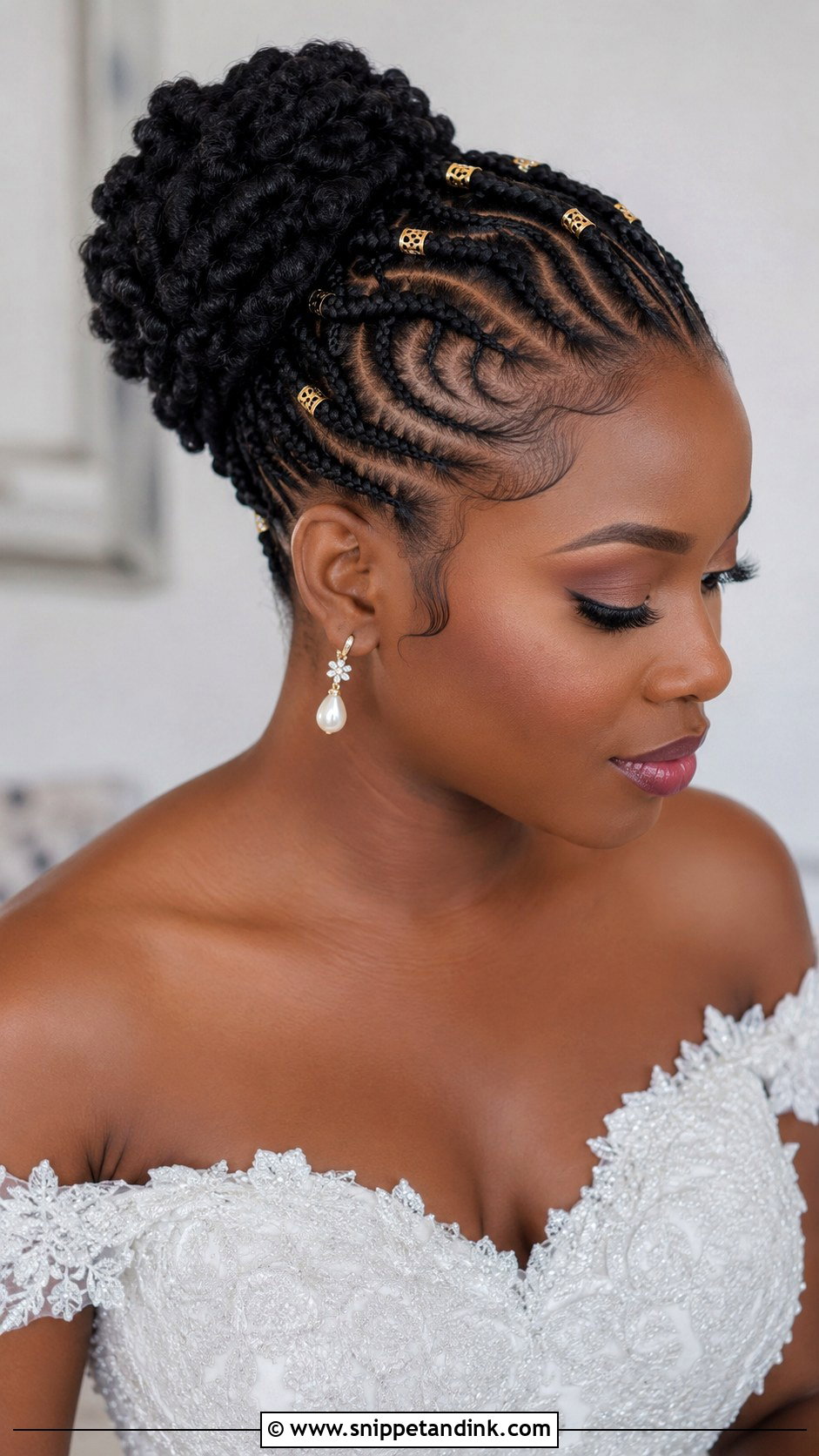 Cornrow Bridal Updo - Snippet and Ink - 25 Afro Wedding Hairstyles