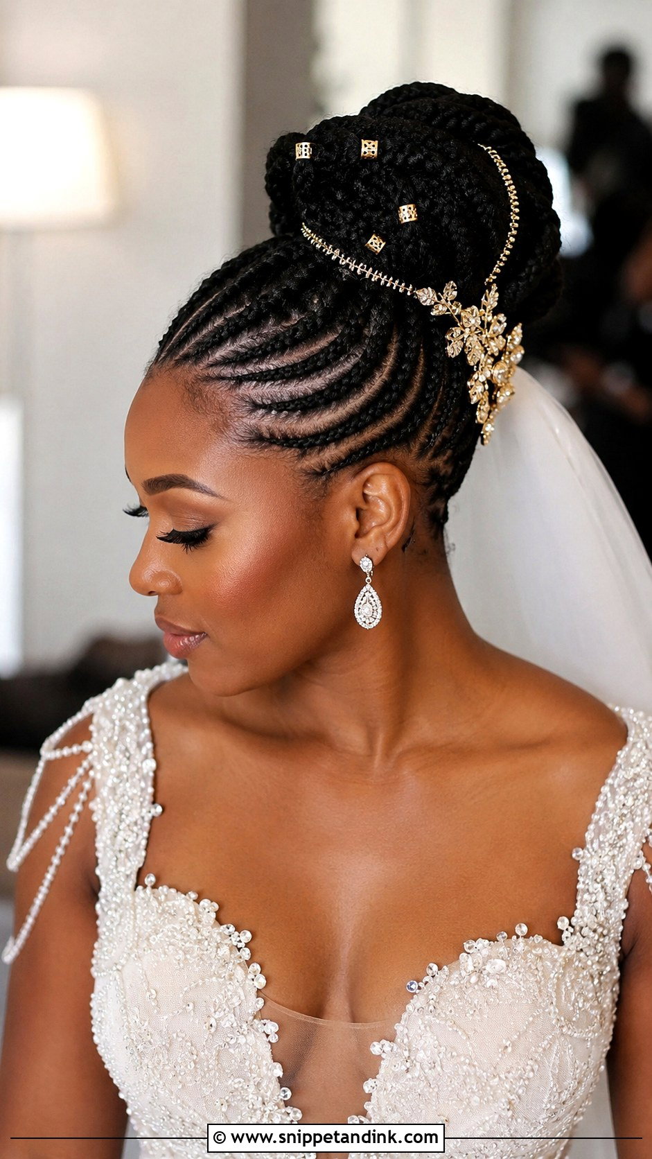 Cornrow Bridal Updo - Snippet and Ink - 30 Natural Hair Wedding Ideas