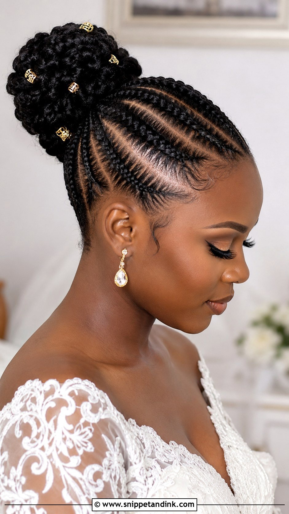 Cornrow Bun Bridal Style - Snippet and Ink - 20 African Bridal Hairstyles Natural Hair Brides