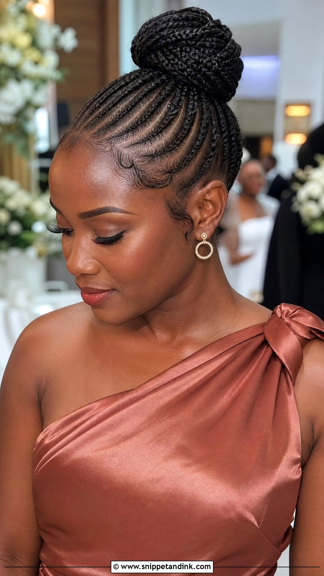 Cornrow Bun Wedding Guest Hairstyle - Snippet and Ink - 15 Braid Hairstyles for Wedding Guest