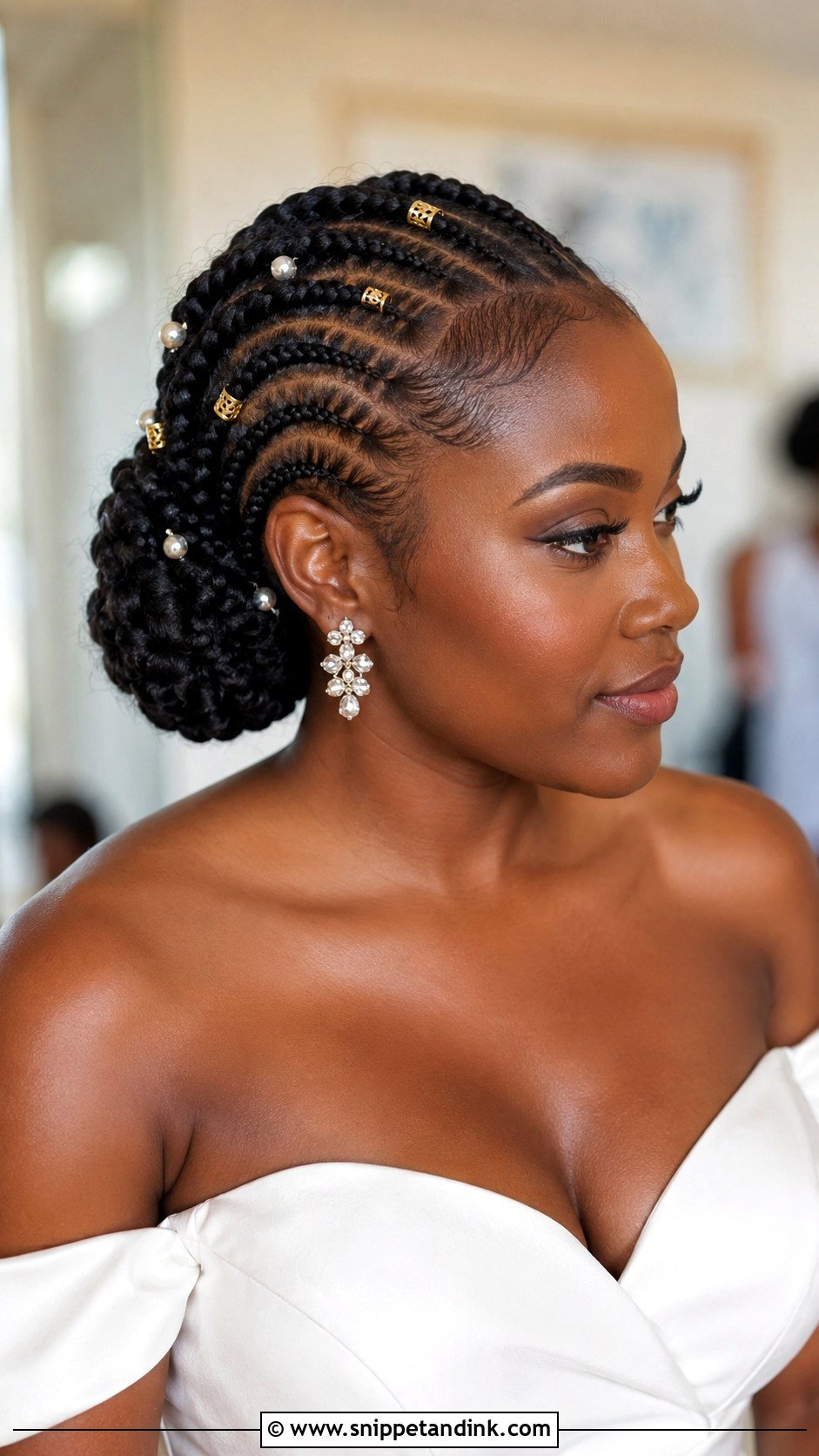 Cornrow Bun Wedding Hair - Snippet and Ink - 15 Natural Hair Wedding Styles African American Black Bride