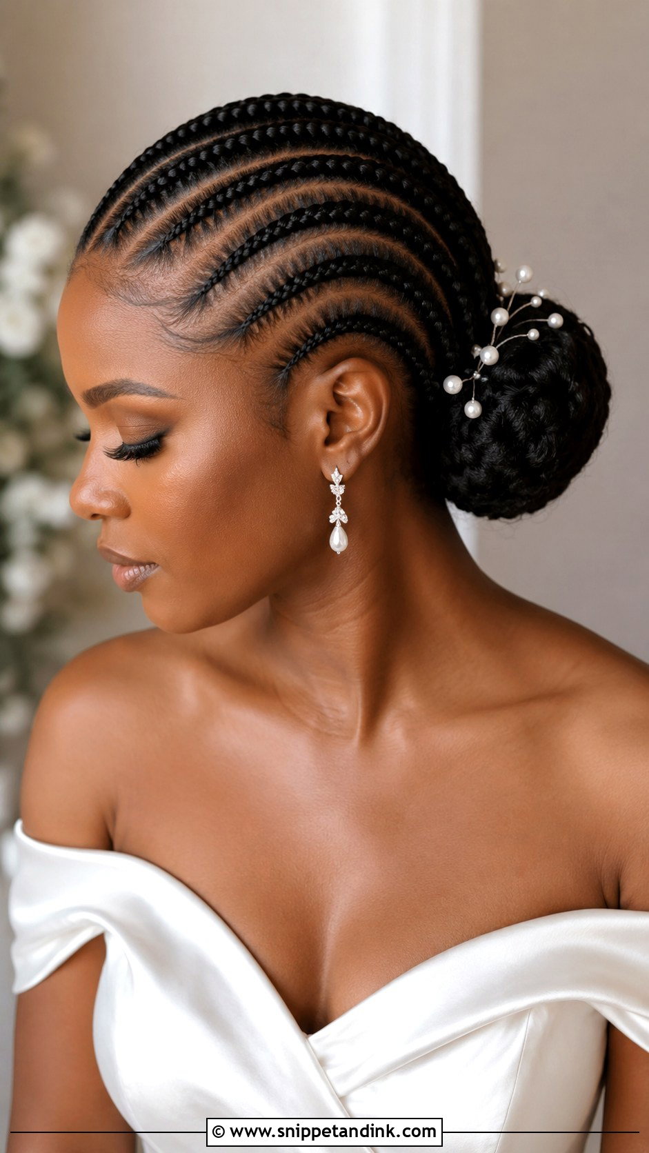 Cornrow Bun Wedding Hairstyle - Snippet and Ink - 15 Natural Hairstyles for Black Women for Wedding